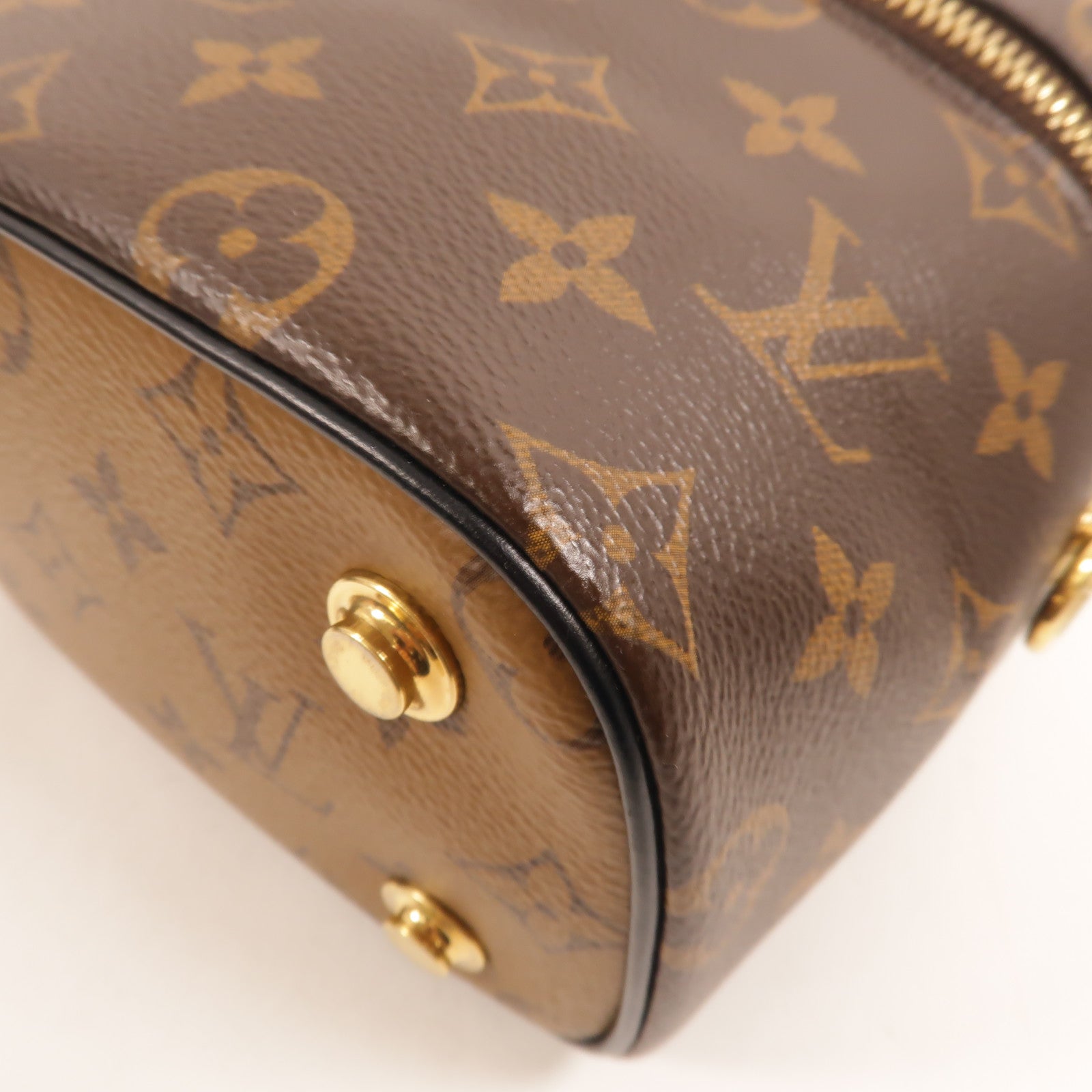 LOUIS VUITTON Monogram Reverse Vanity PM金扣手挽肩背兩用袋棕色