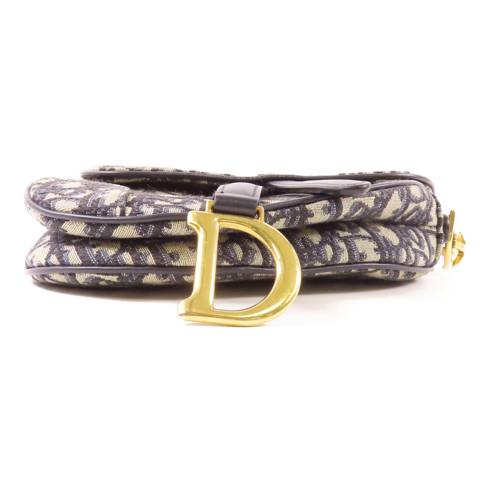 Dior CD GHW Mini Saddle Handbag Canvas Navy/Beige