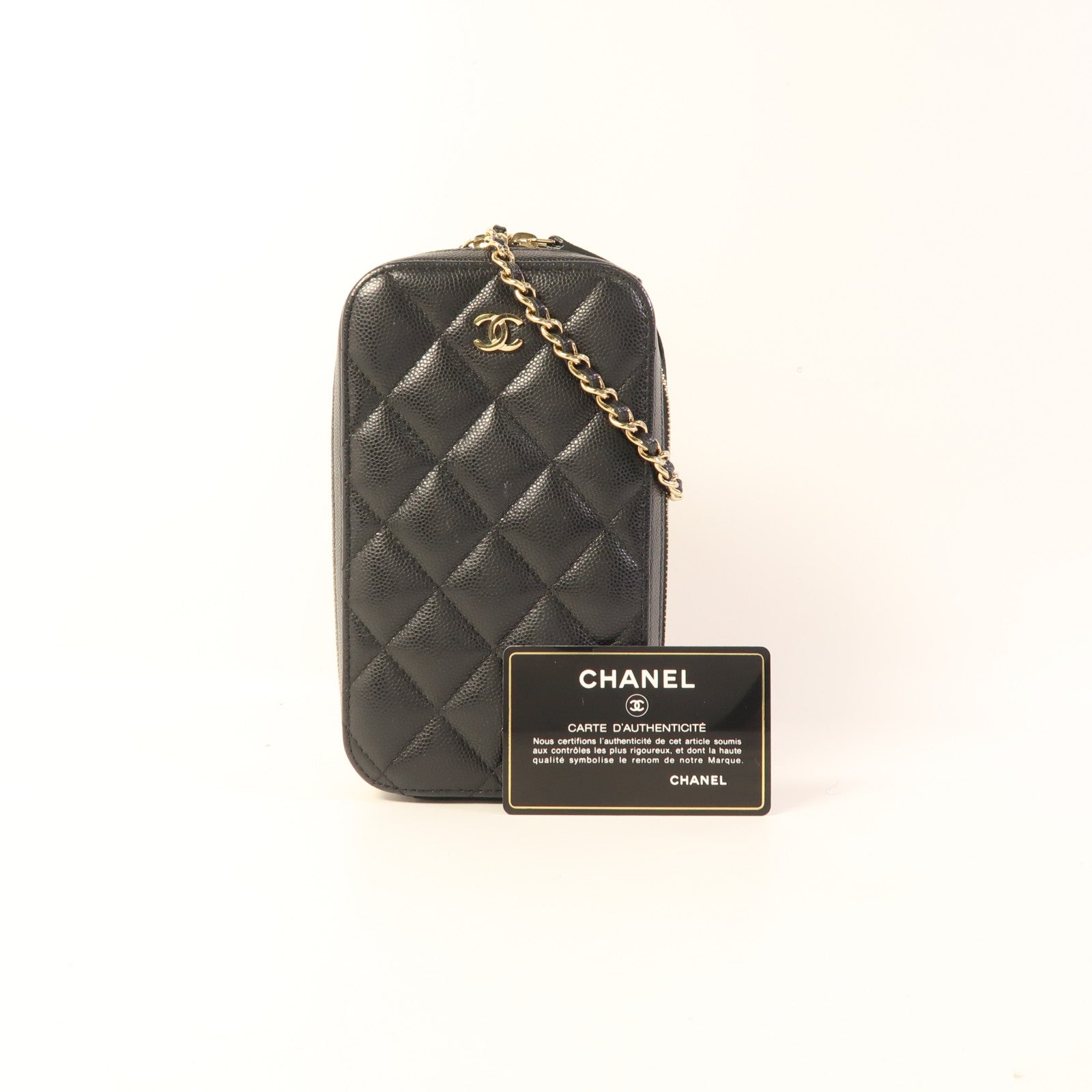 CHANEL 牛皮皮革Chain Shoulder金扣鏈帶肩背袋