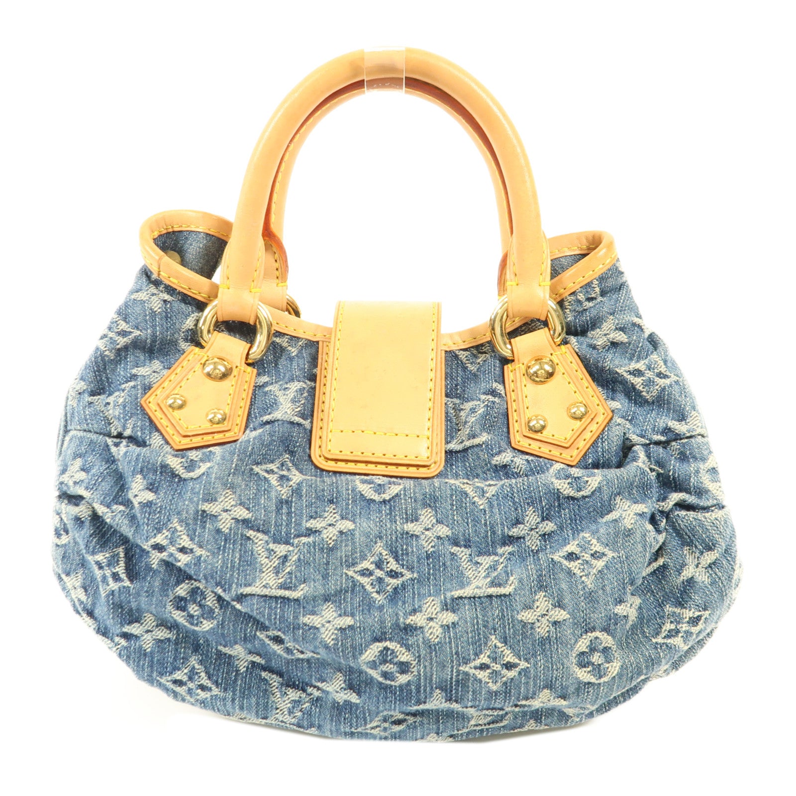 LOUIS VUITTON Monogram Denim Pleaty金扣手挽袋