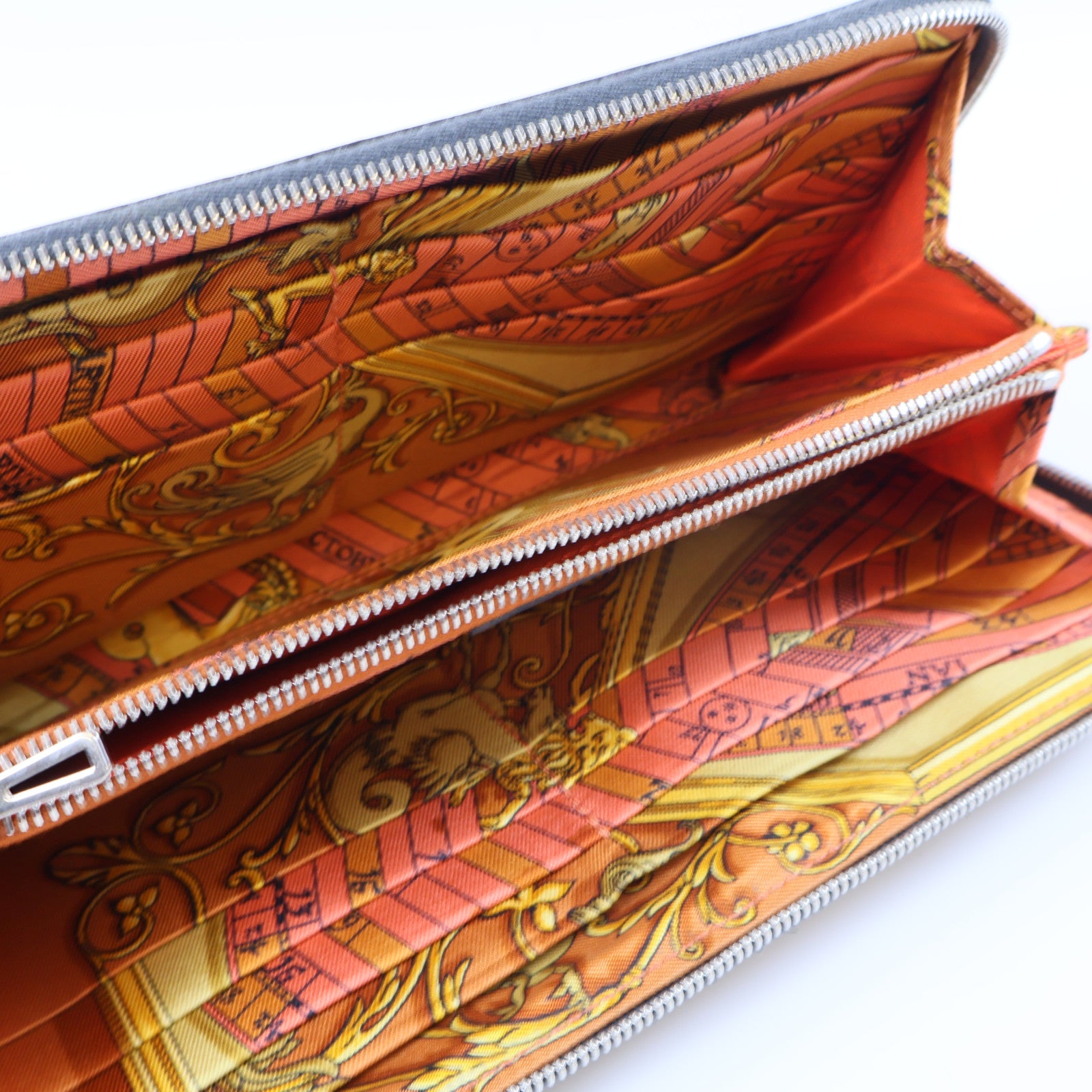 HERMES Veau Epsom皮革Silk In Classic Long Wallet銀扣長錢包灰色