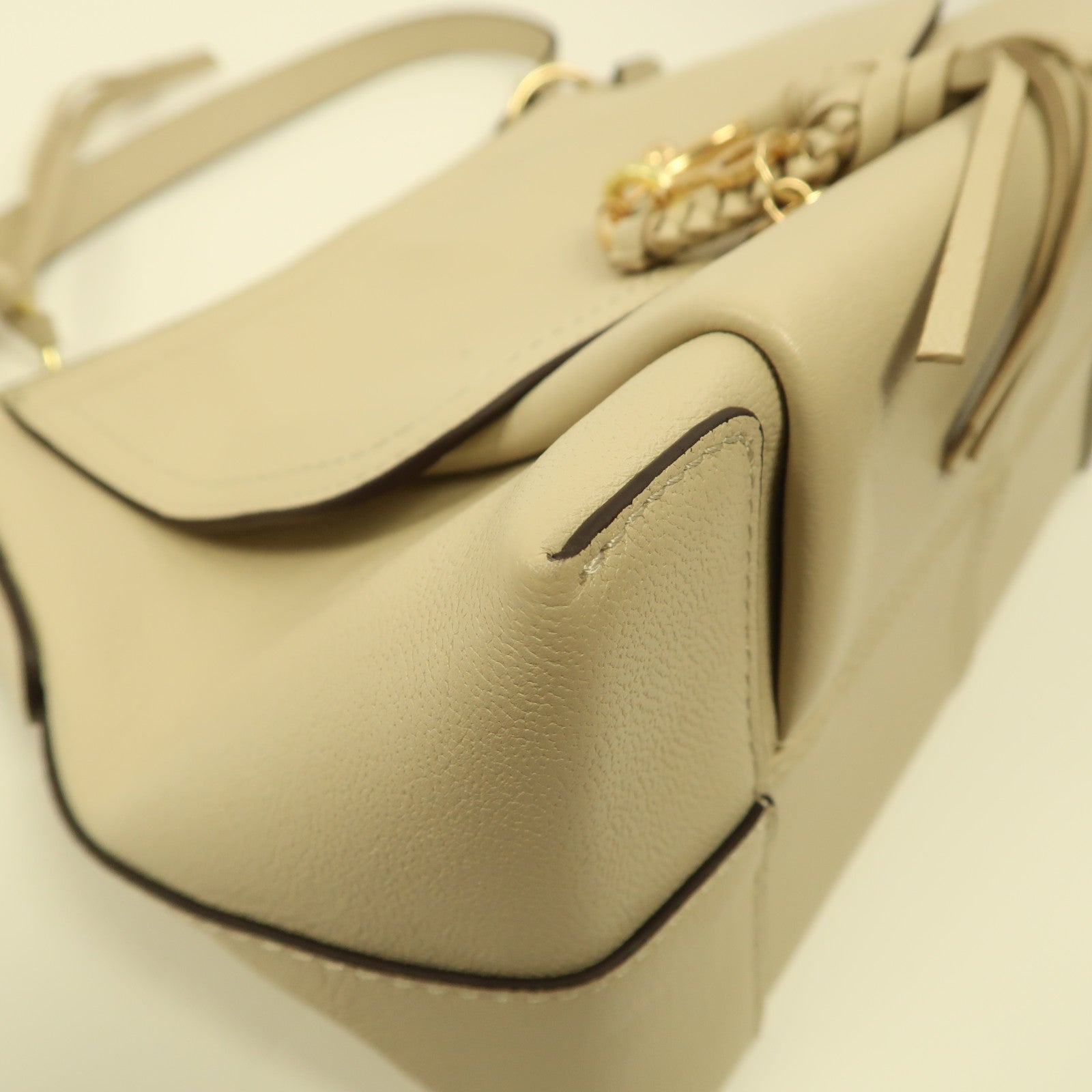 SEE BY CHLOE 牛皮皮革Shoulder Bag金扣手挽肩背兩用袋米色