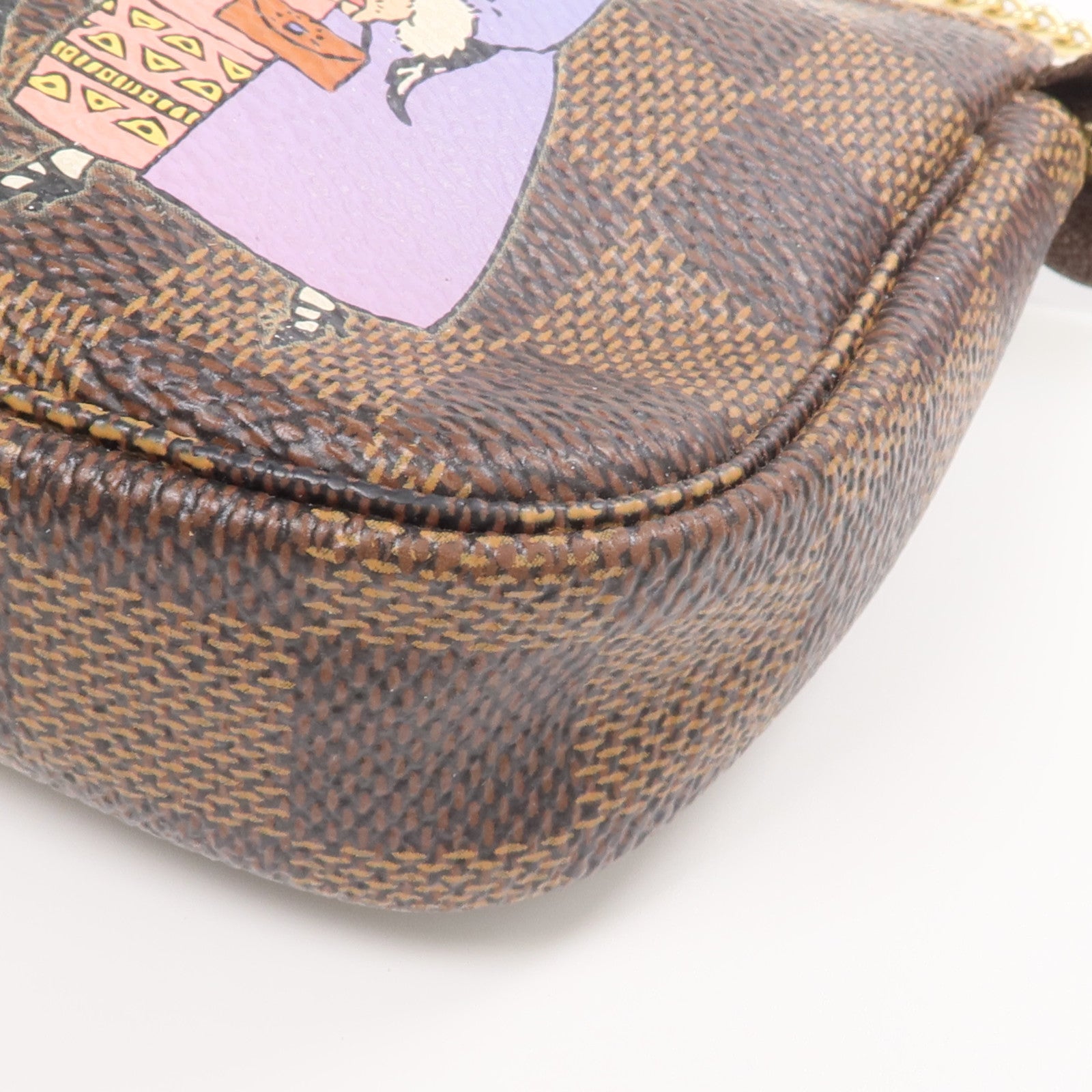 LOUIS VUITTON Damier Mini Pochette Accessoire金扣拉鏈手挽袋