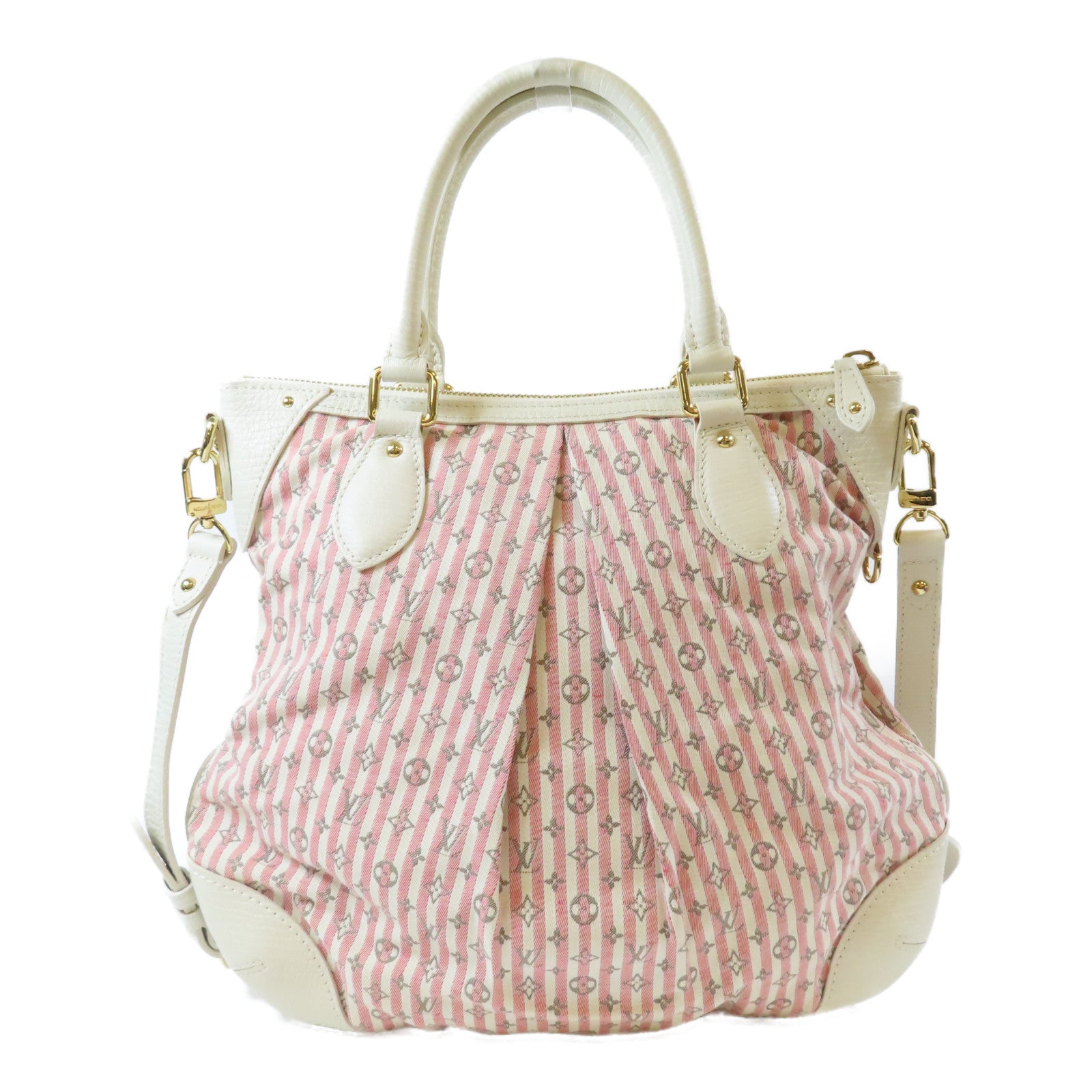 LOUIS VUITTON Monogram Mini Lin Canvas Marina PM金扣肩背袋粉紅色