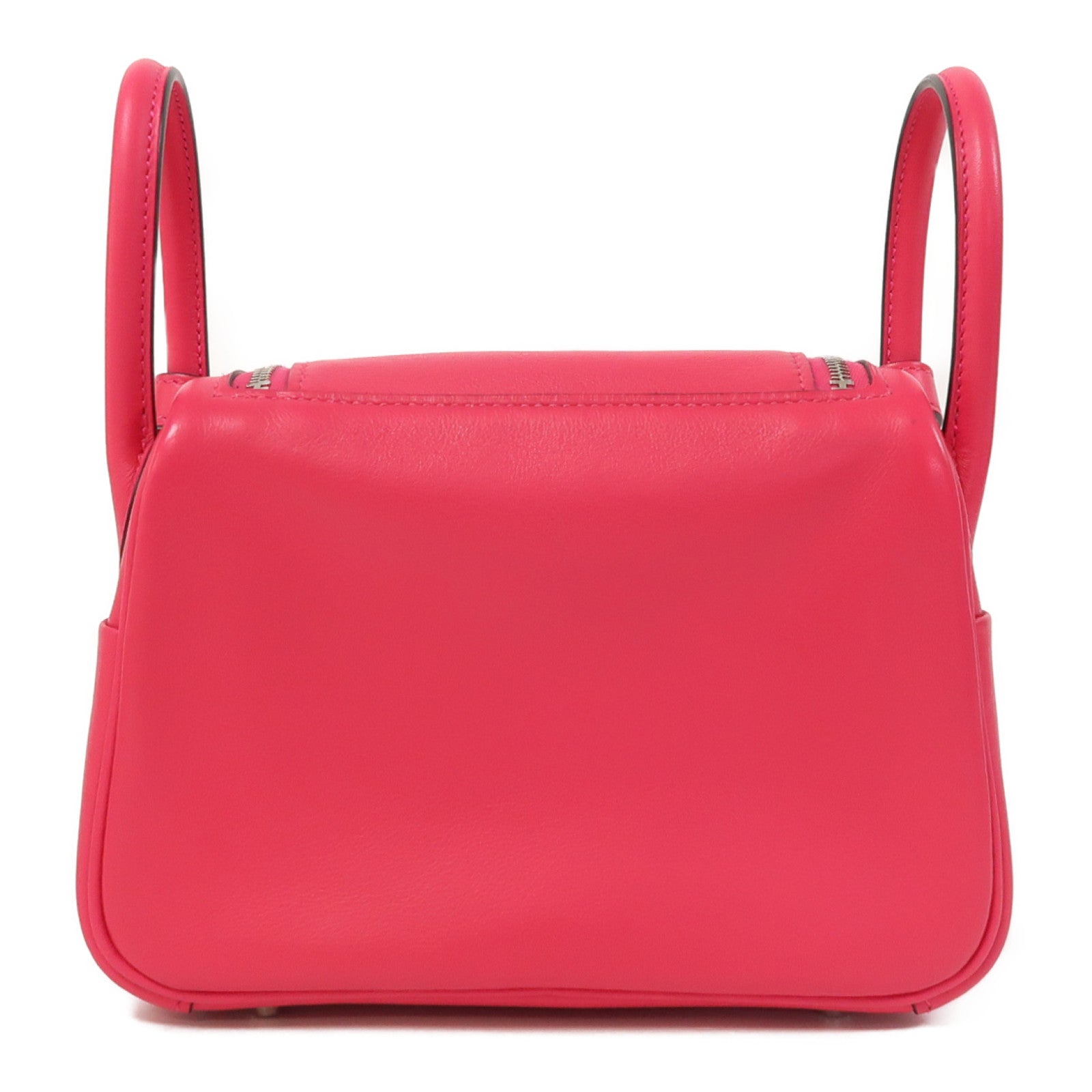 HERMES Swift皮革Mini Lindy銀扣肩背袋粉紅色