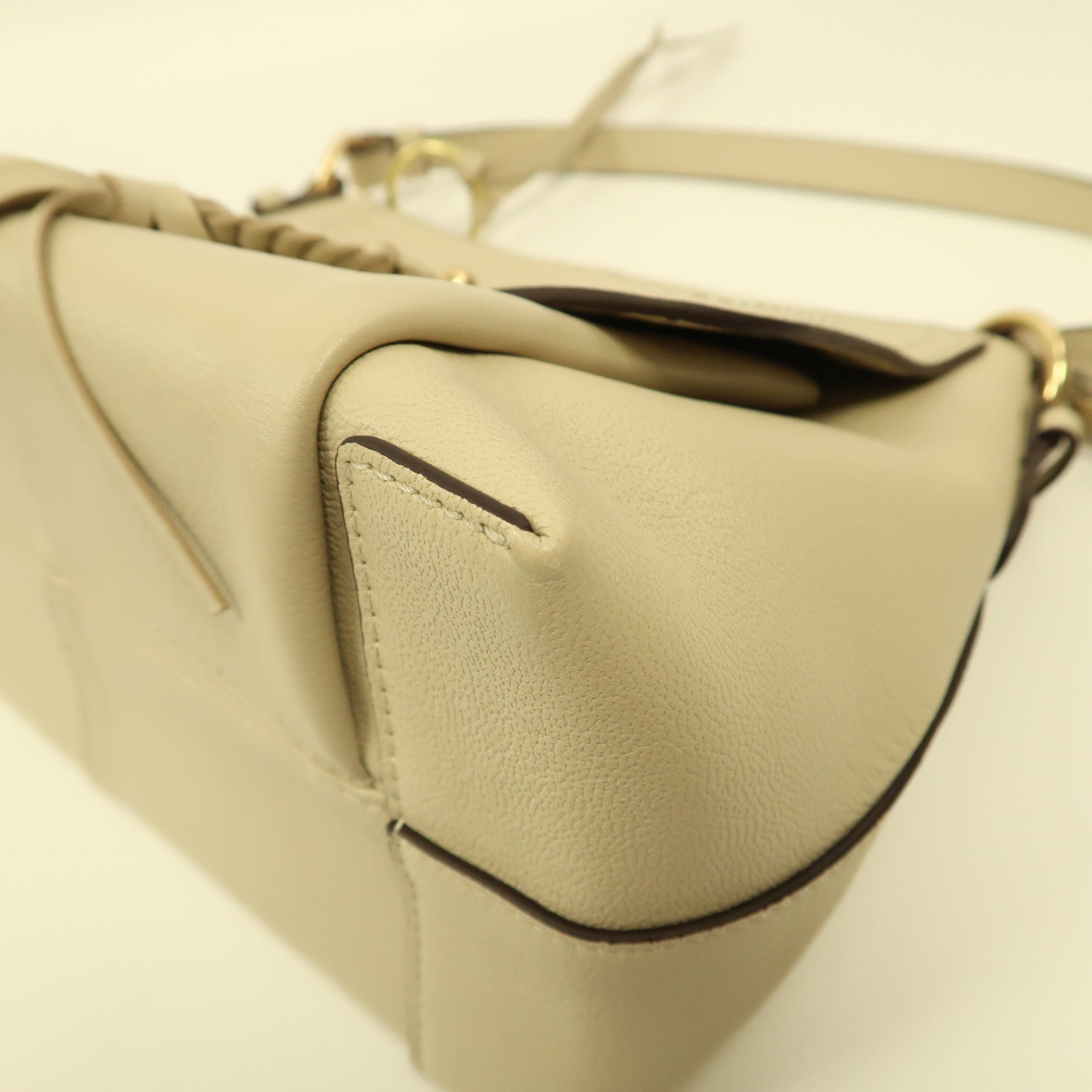SEE BY CHLOE 牛皮皮革Shoulder Bag金扣手挽肩背兩用袋米色
