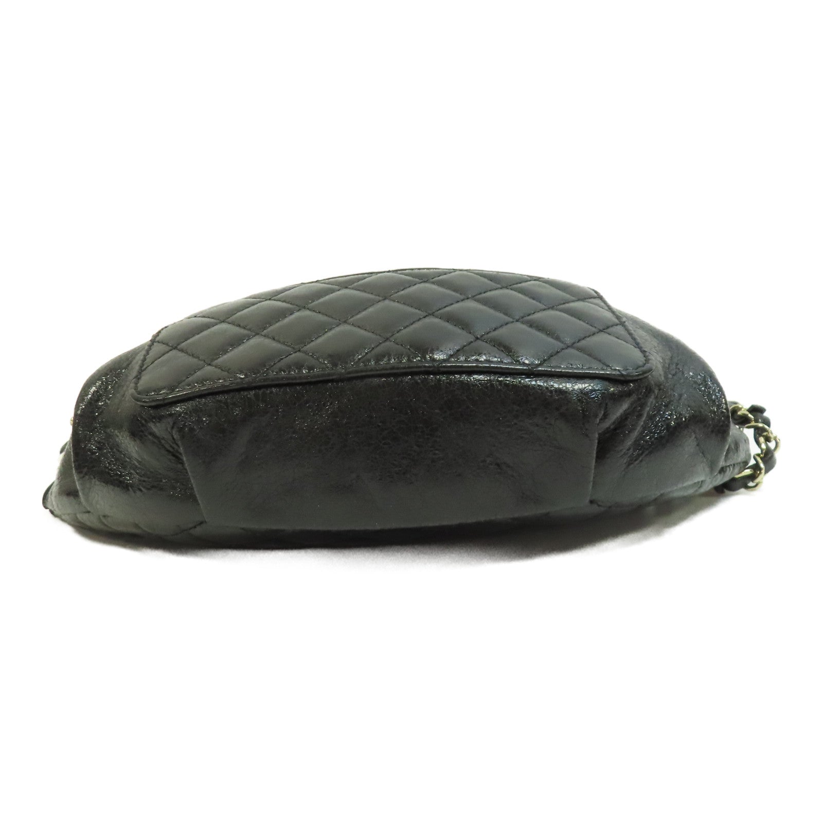CHANEL 菱格牛皮皮革Waist Bag金扣鏈帶肩背袋黑色