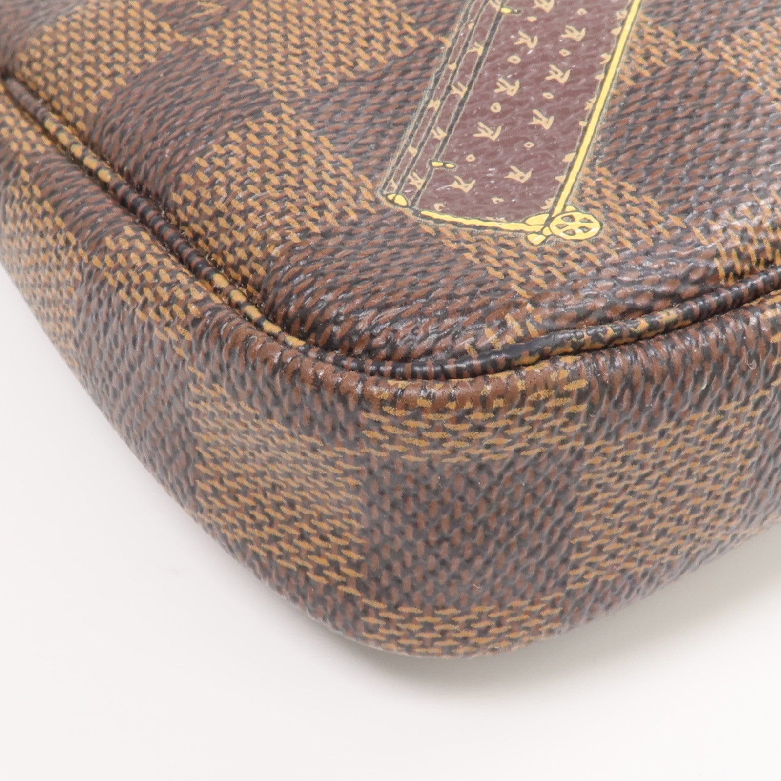 LOUIS VUITTON Damier Mini Pochette Accessoire金扣拉鏈手挽袋