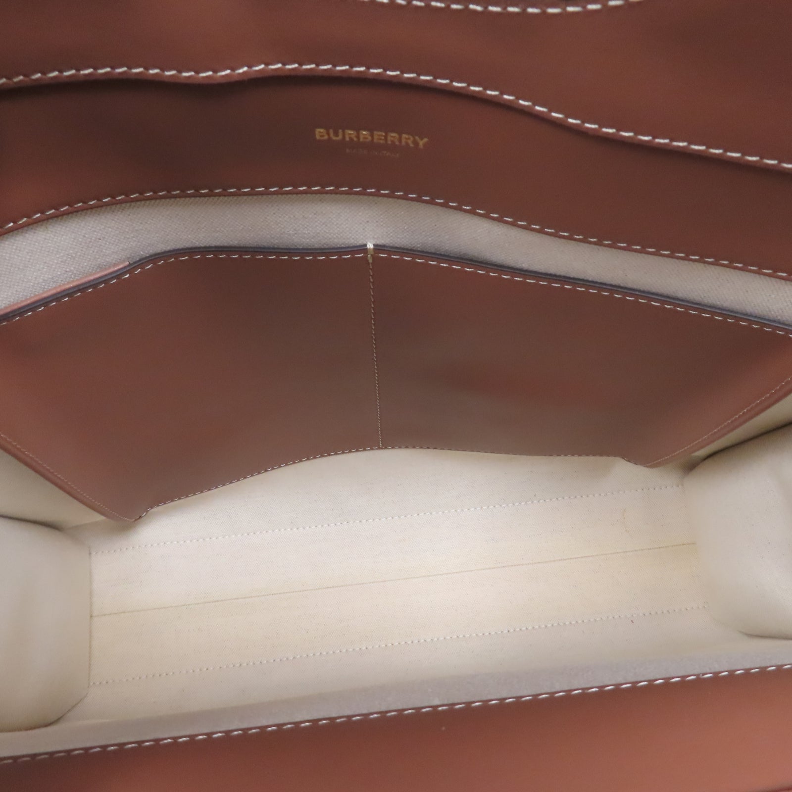 BURBERRY 帆布2Way Shoulder金扣手挽肩背兩用袋白色/啡色
