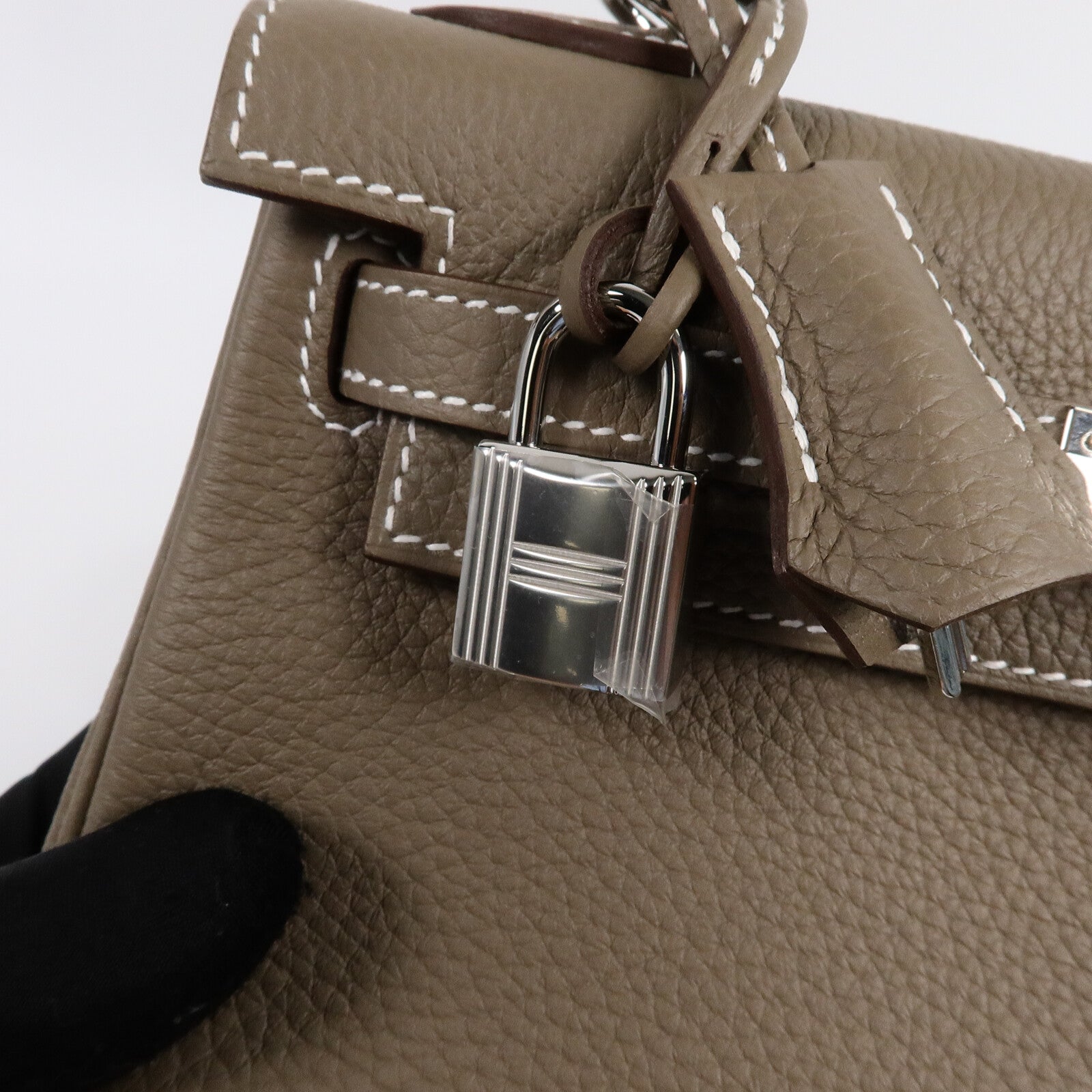 HERMES Togo皮革Kelly 25手挽肩背兩用袋Etoupe