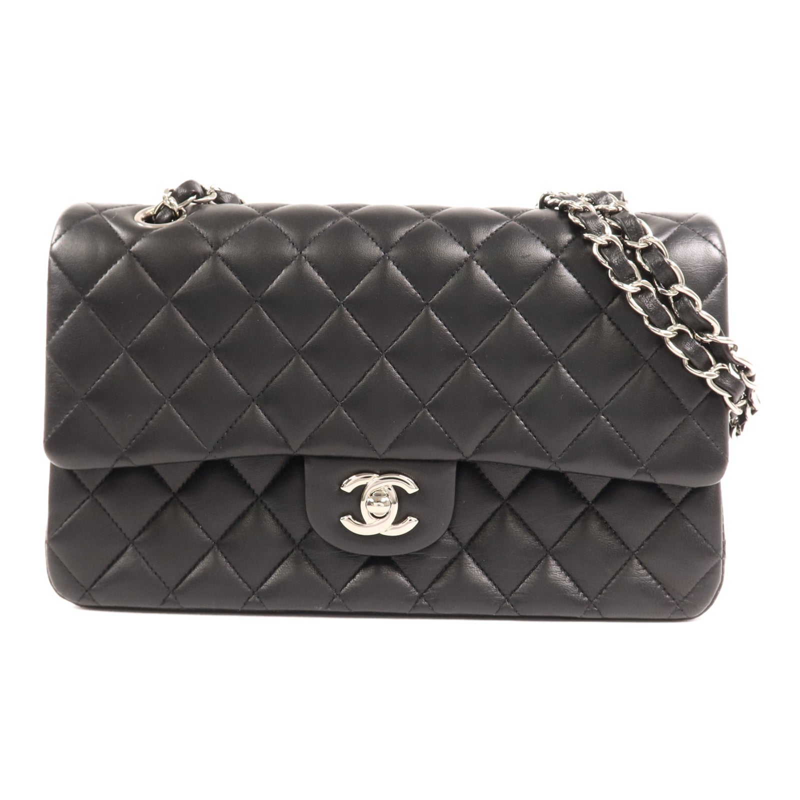 CHANEL 羊皮皮革Classic 25銀扣鏈帶肩背袋
