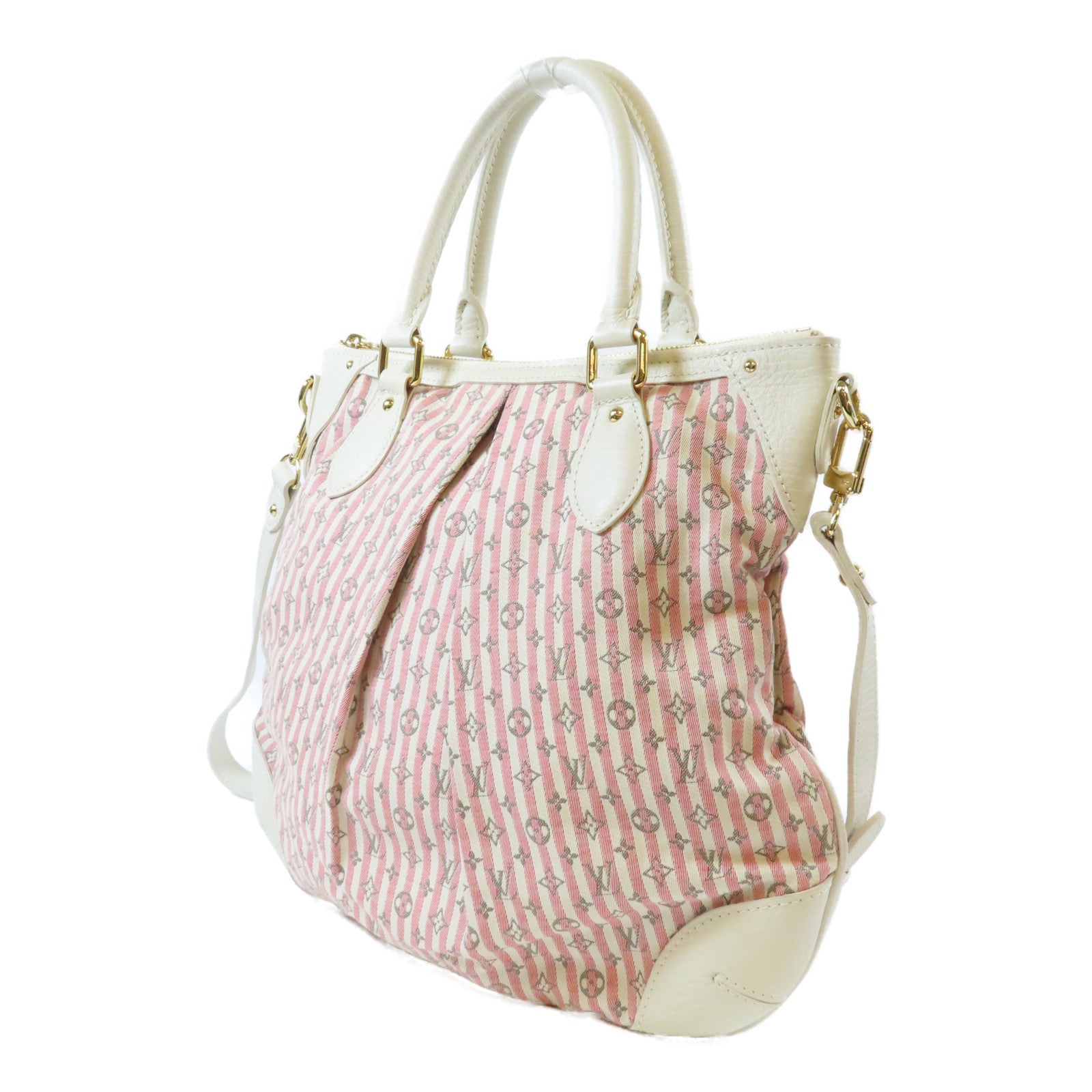 LOUIS VUITTON Monogram Mini Lin Canvas Marina PM金扣肩背袋粉紅色