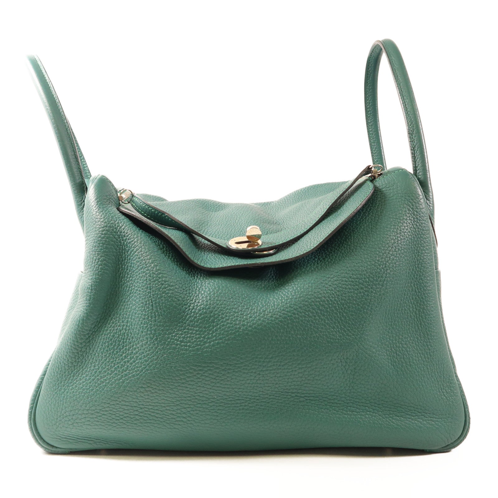 HERMES Clemence皮革Lindy 34銀扣手挽肩背兩用袋Menthe