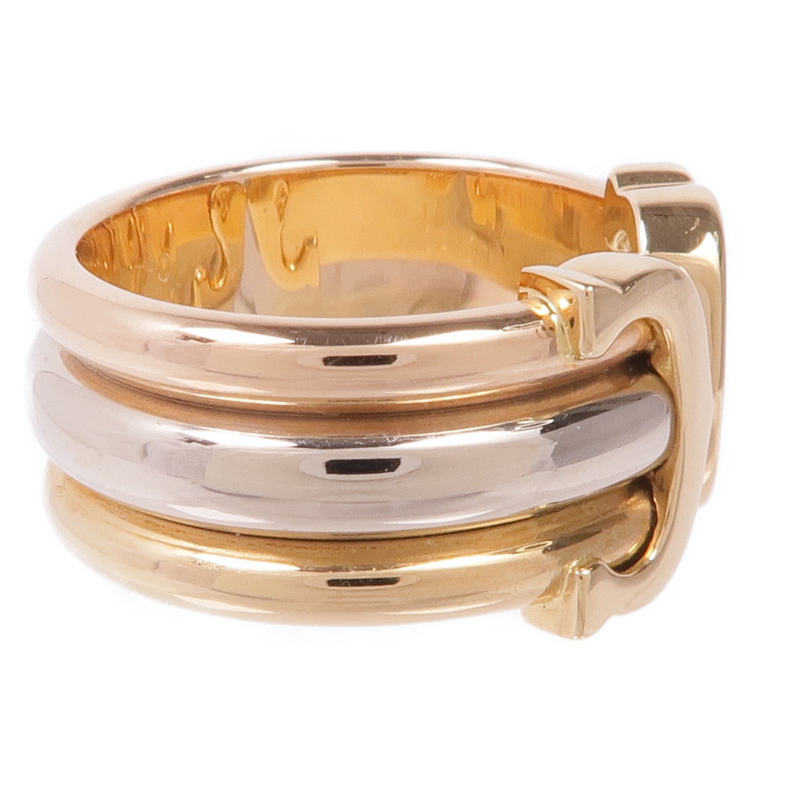 CARTIER 18K黃金/白金/玫瑰金Trinity Double C戒指Cartier#49/US#5