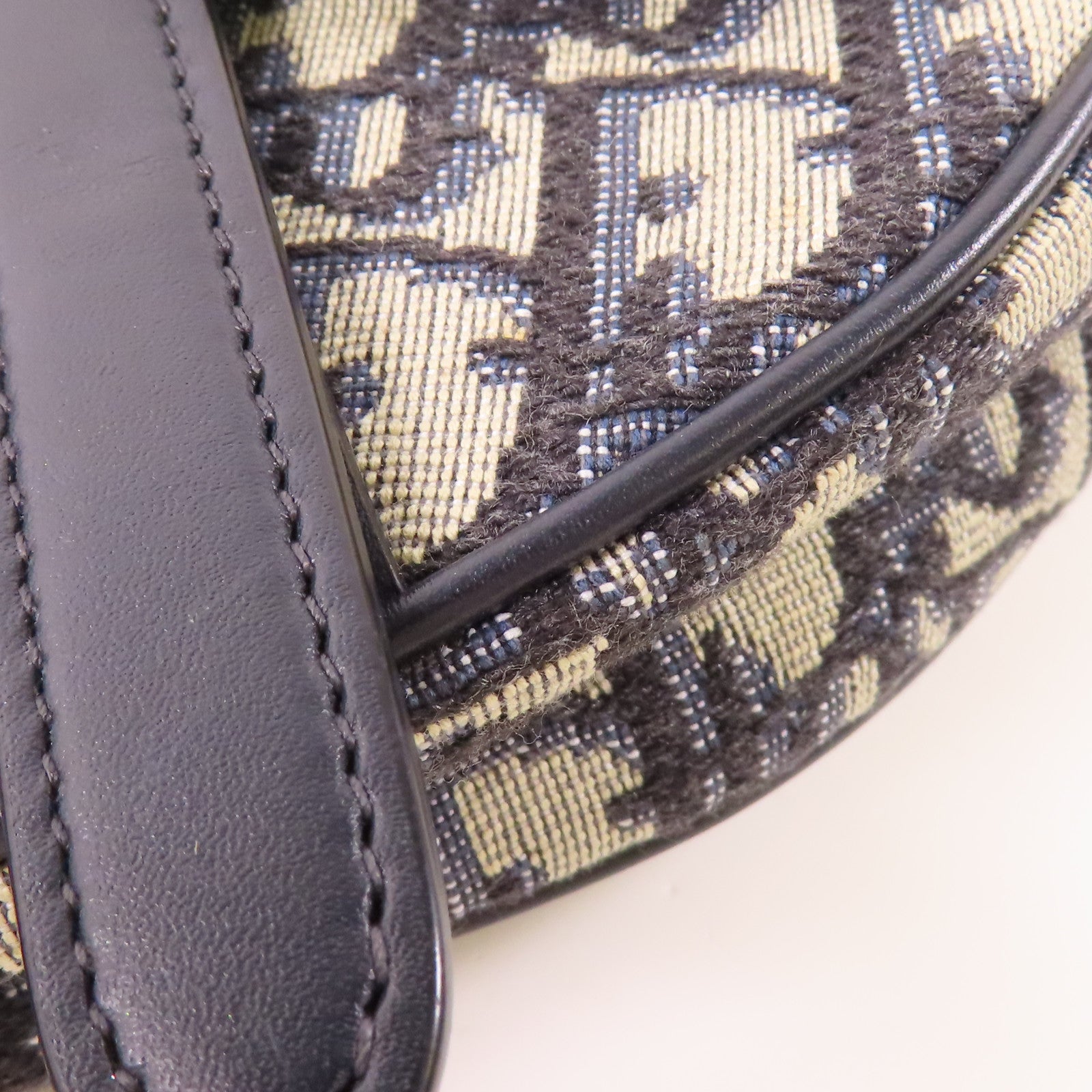 Dior CD GHW Mini Saddle Handbag Canvas Navy/Beige