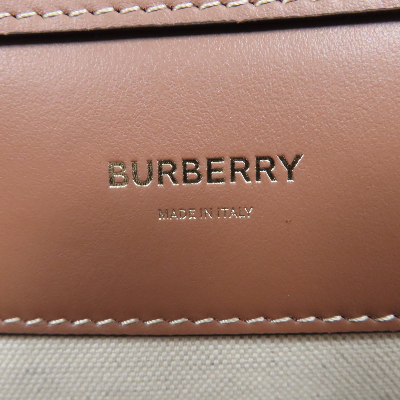 BURBERRY 帆布2Way Shoulder金扣手挽肩背兩用袋白色/啡色