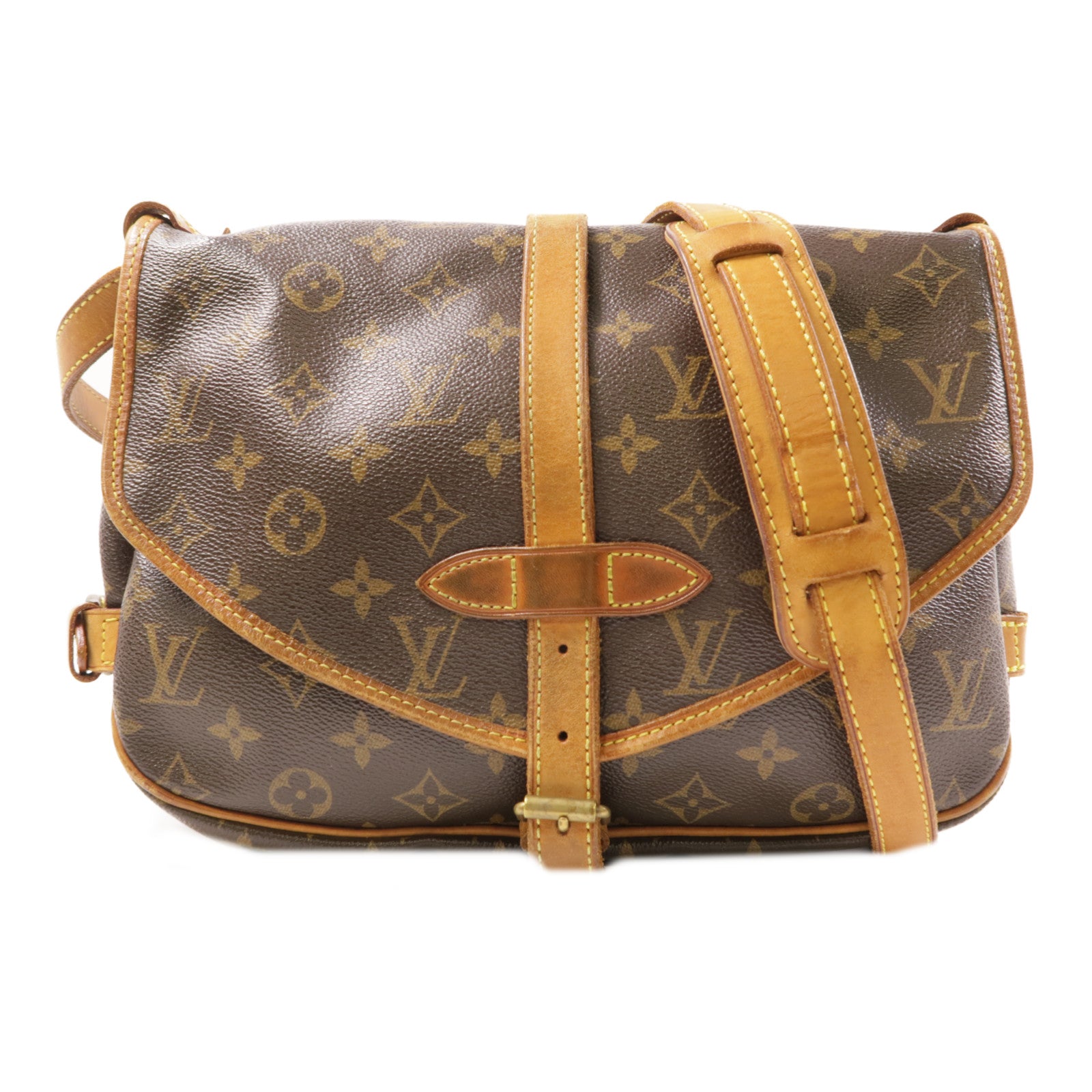 LOUIS VUITTON Monogram Saumur 30金扣肩背袋棕色