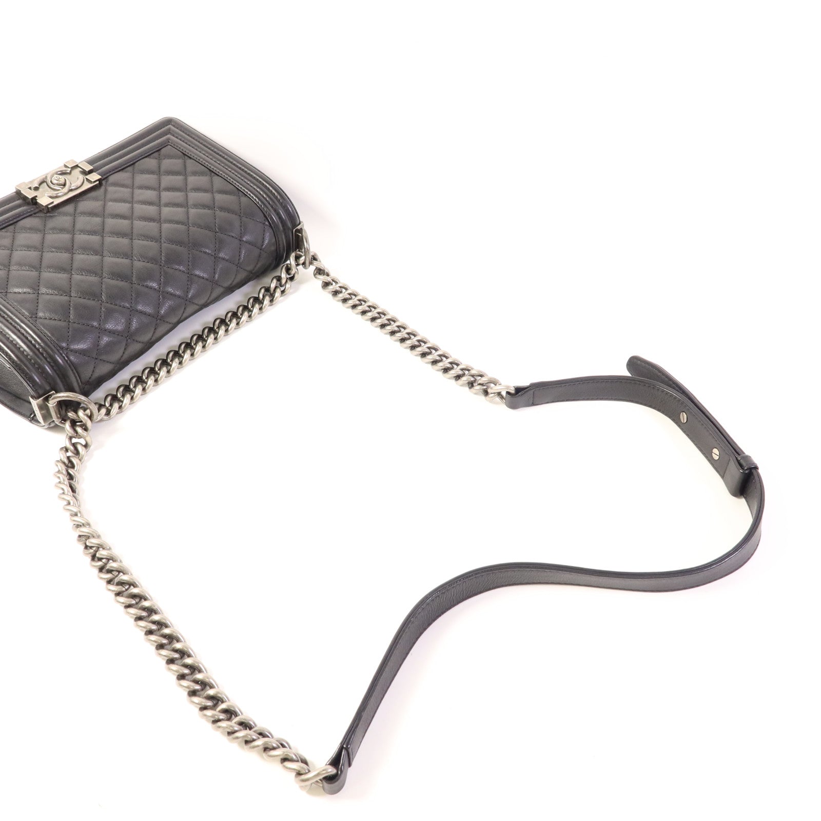 CHANEL 牛皮皮革Boy 25鏈帶肩背袋