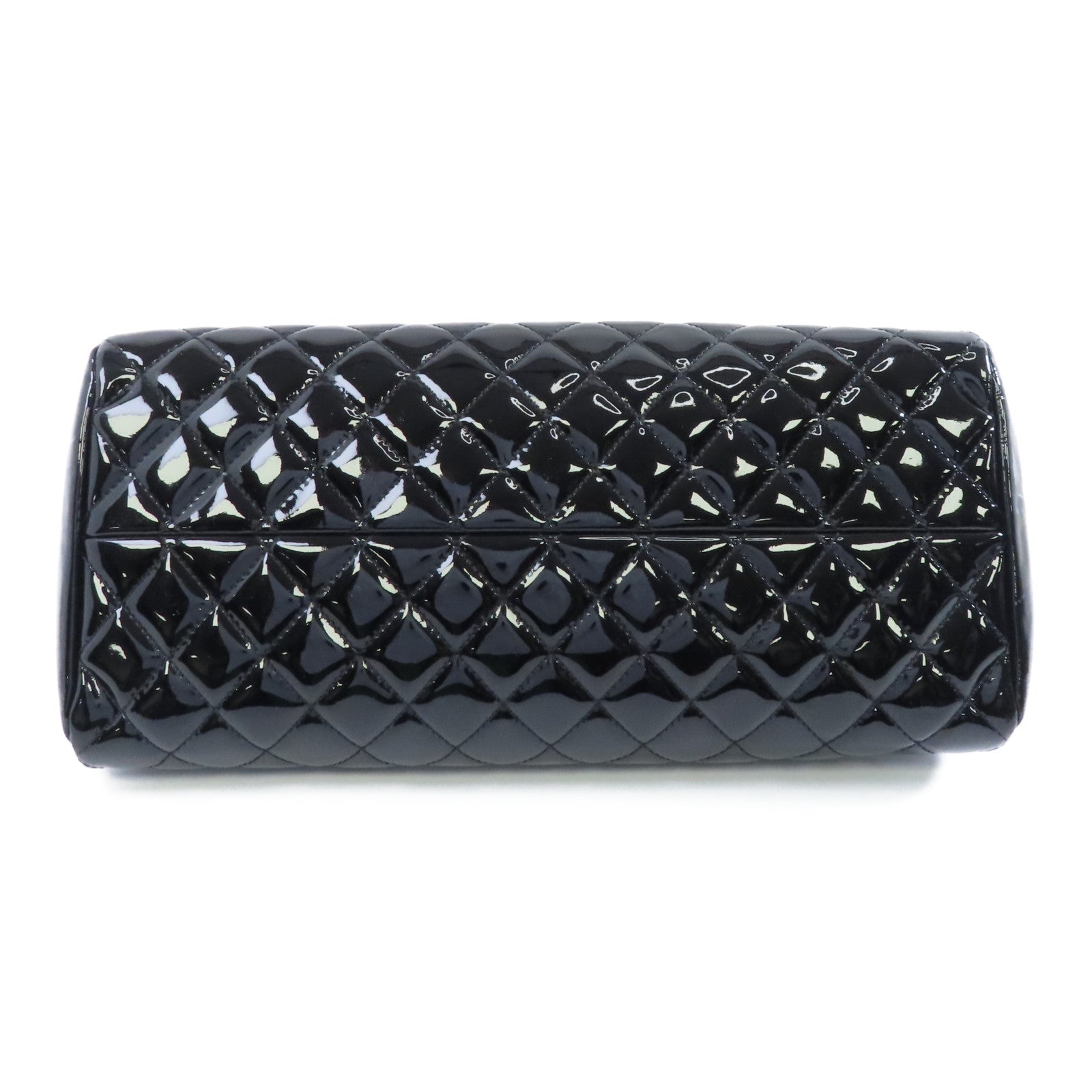 CHANEL 【激減優惠】菱格漆皮皮革Chain Shoulder銀扣鏈帶肩背袋黑色