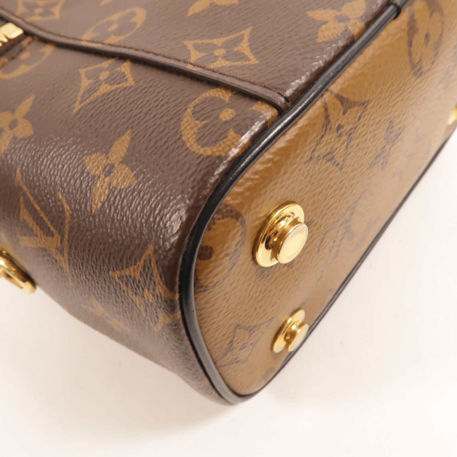 LOUIS VUITTON Monogram Reverse Vanity PM金扣手挽肩背兩用袋棕色