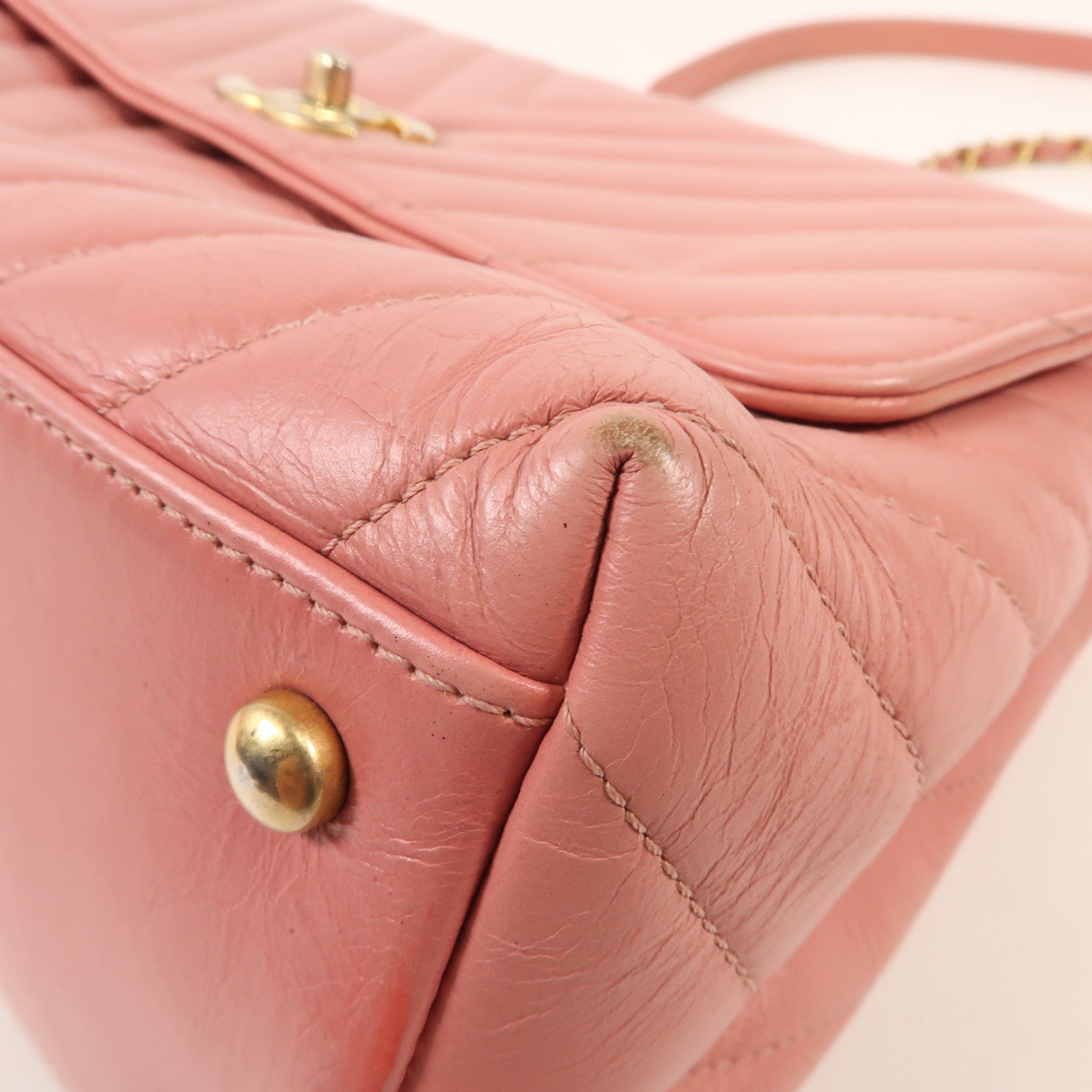 CHANEL 牛皮/蜥蝪皮革Coco Handle Medium金扣鏈帶手挽肩背兩用袋