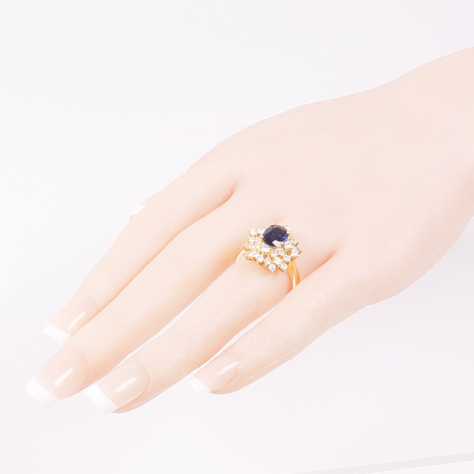 JEWELRY 【激減優惠】18K黃金Sapphire/Diamond Ring藍寶石/鑽石戒指US#9