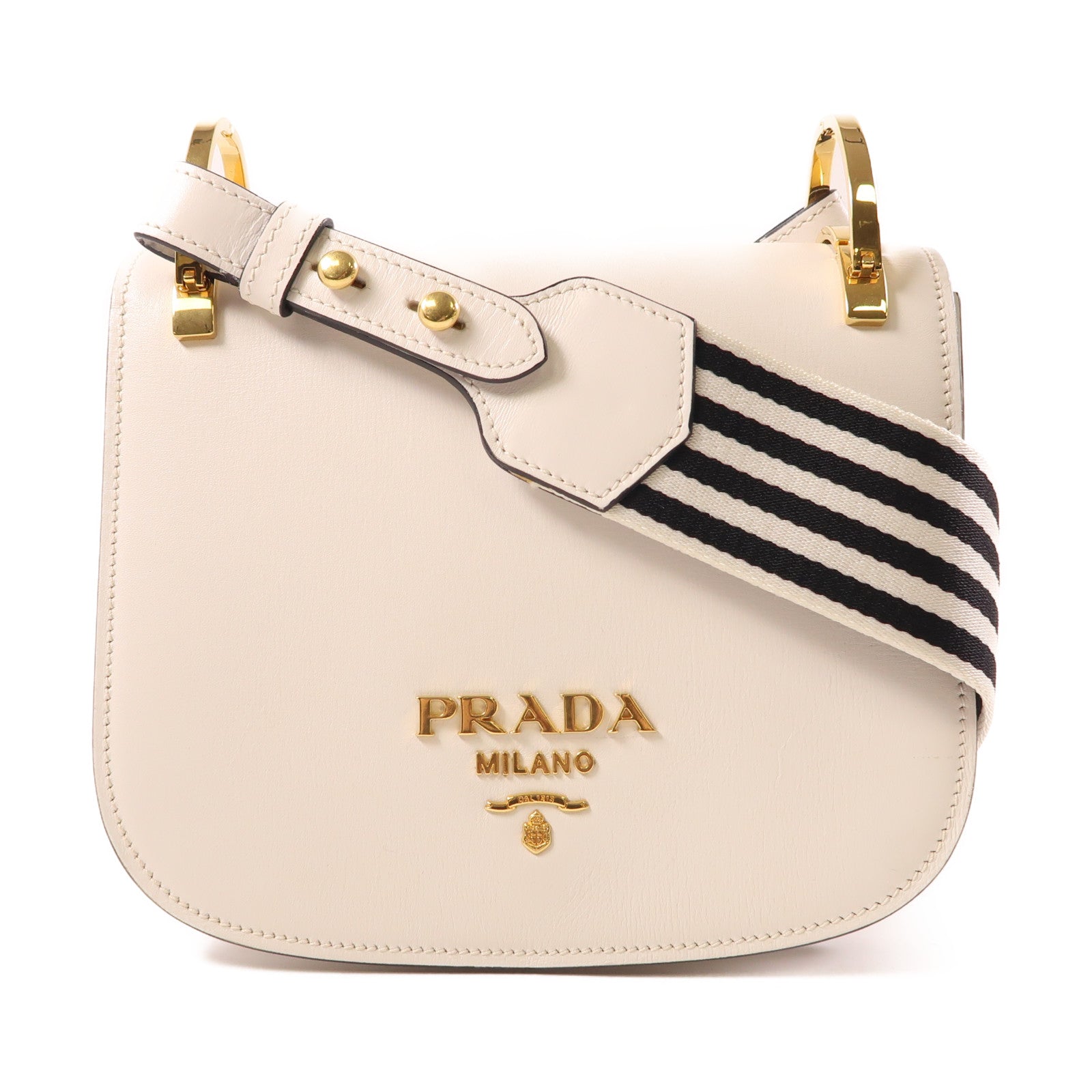 PRADA 牛皮皮革City金扣肩背袋白色