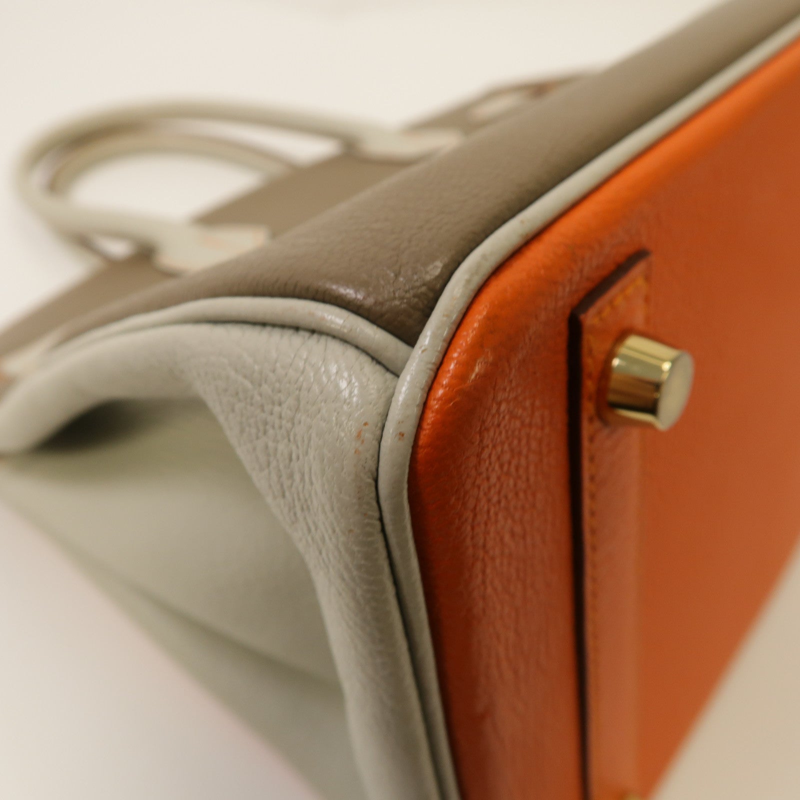HERMES Chevre皮革Birkin 30金扣手挽袋大象灰色