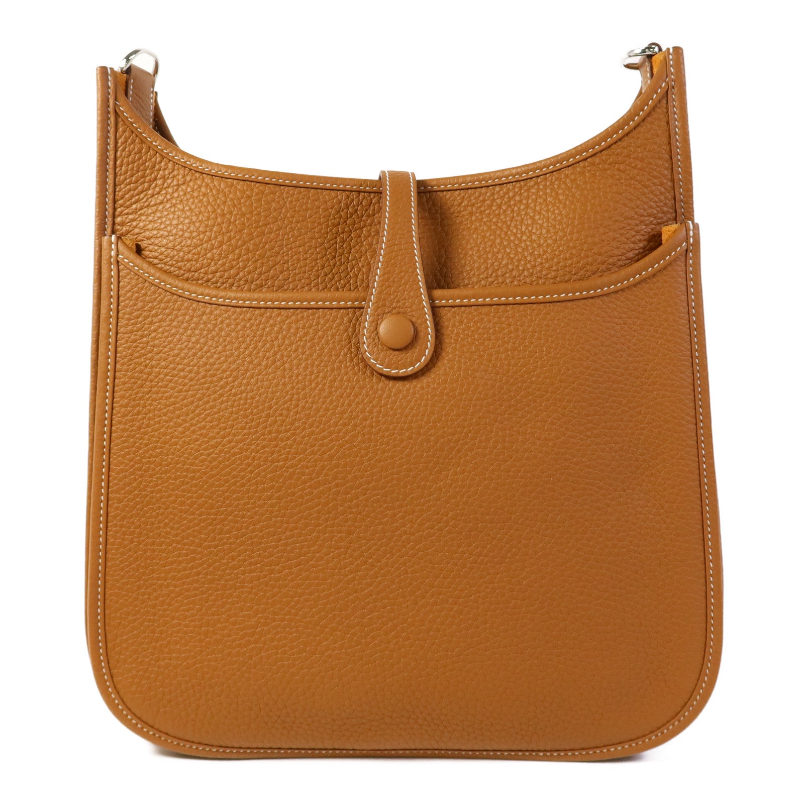 HERMES Clemence皮革Evelyne PM銀扣肩背袋Gold