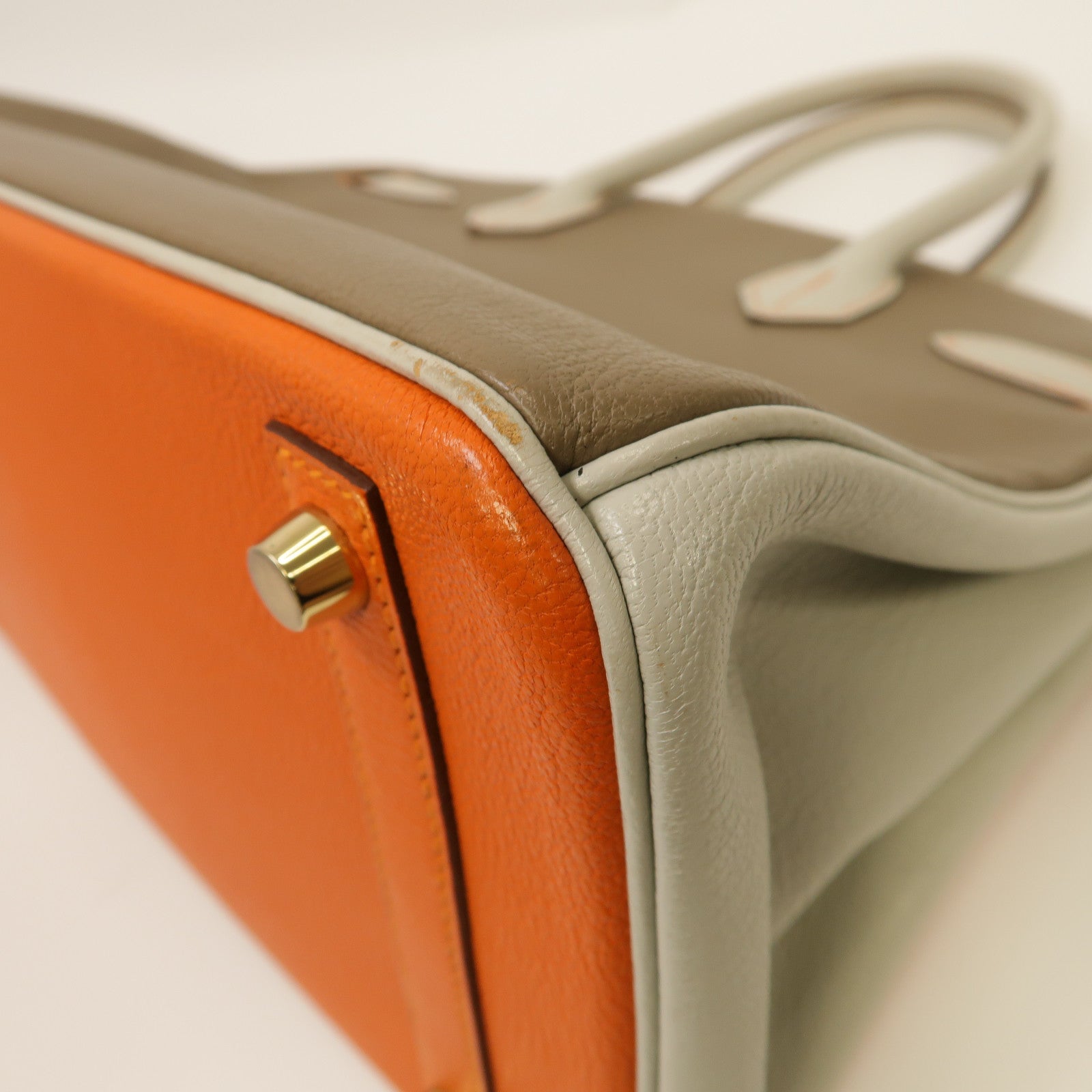 HERMES Chevre皮革Birkin 30金扣手挽袋大象灰色