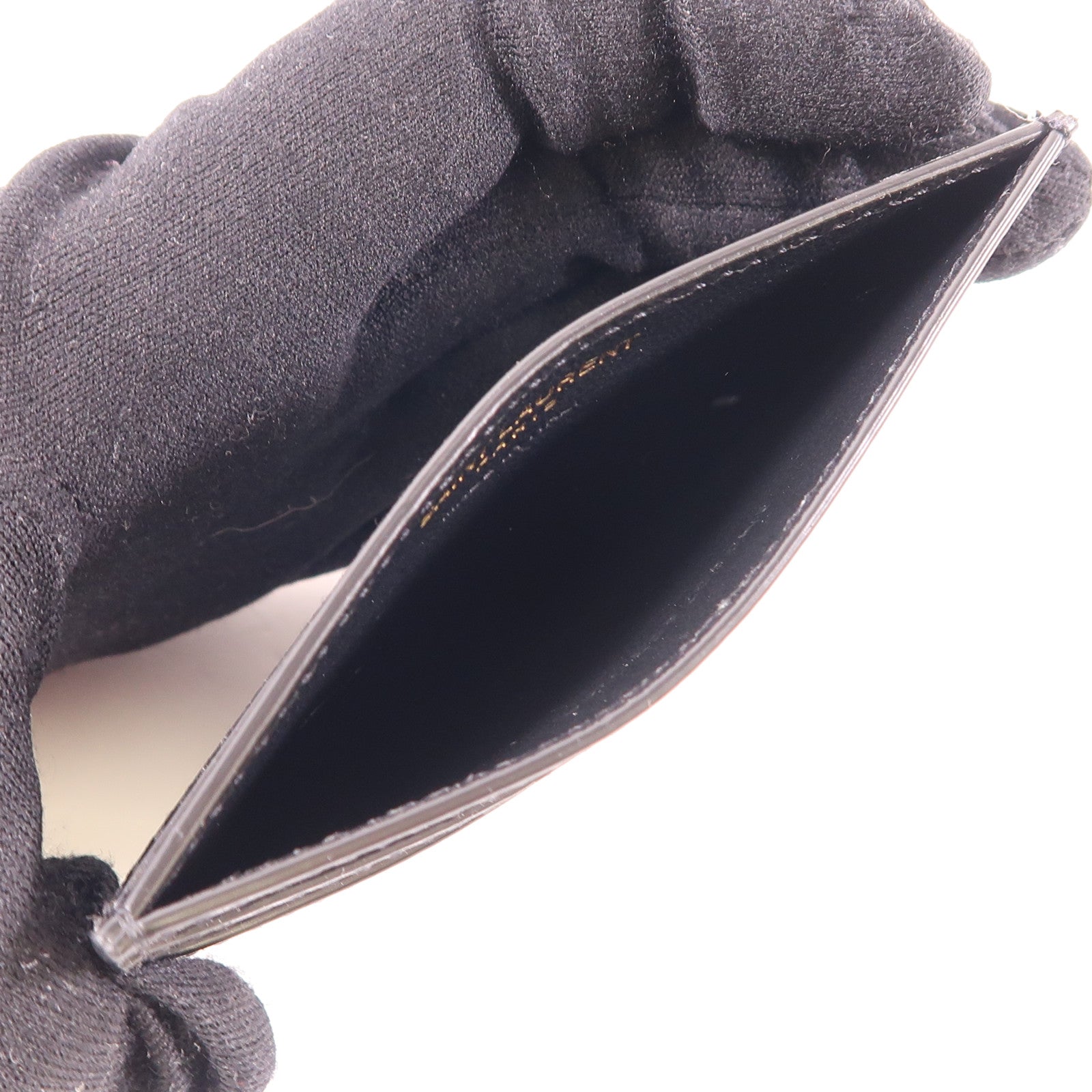 SAINT LAURENT 牛皮皮革Tiny Cassandre Card Case金扣卡片套