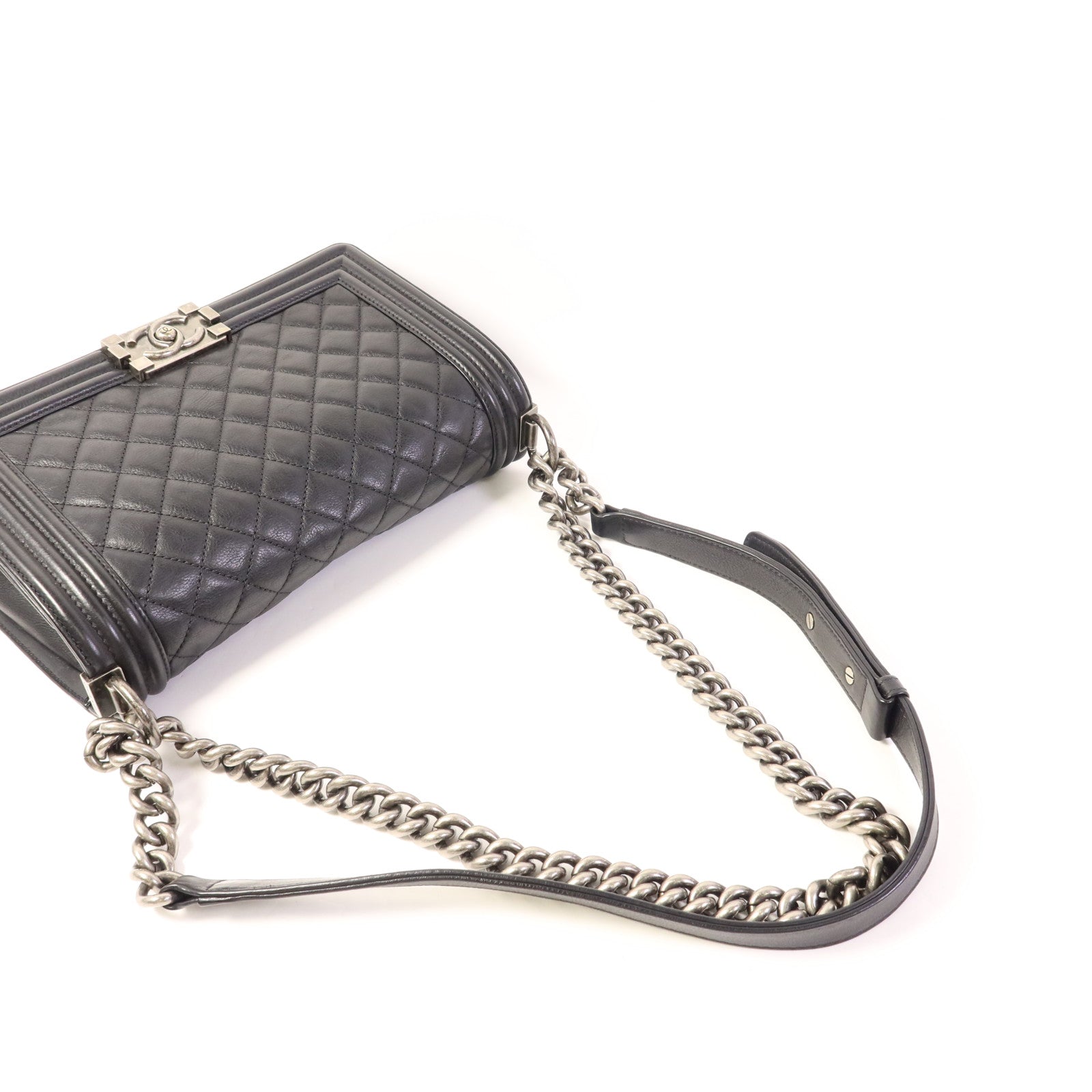 CHANEL 牛皮皮革Boy 25鏈帶肩背袋