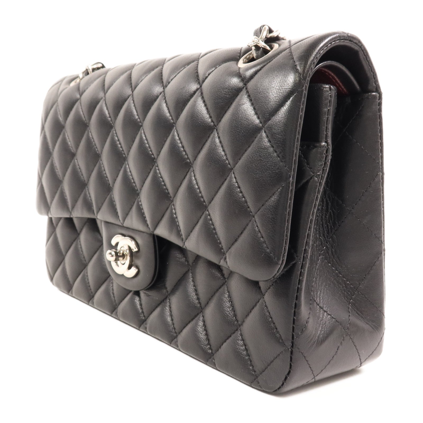 CHANEL 羊皮皮革Classic 25銀扣鏈帶肩背袋