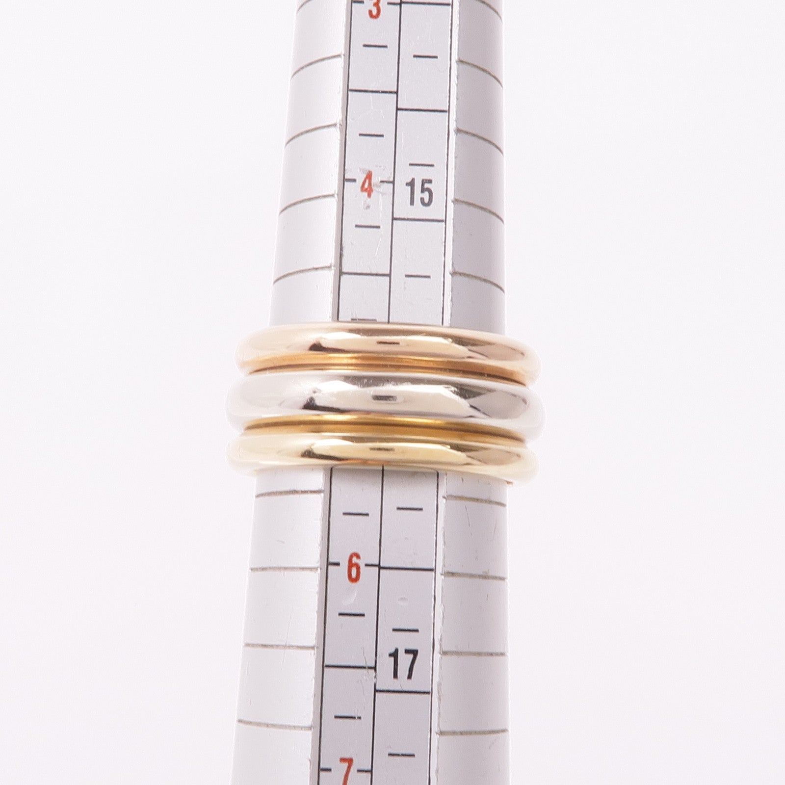 CARTIER 18K黃金/白金/玫瑰金Trinity Double C戒指Cartier#49/US#5