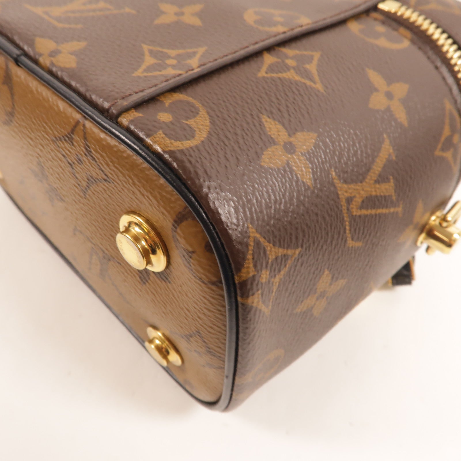 LOUIS VUITTON Monogram Reverse Vanity PM金扣手挽肩背兩用袋棕色
