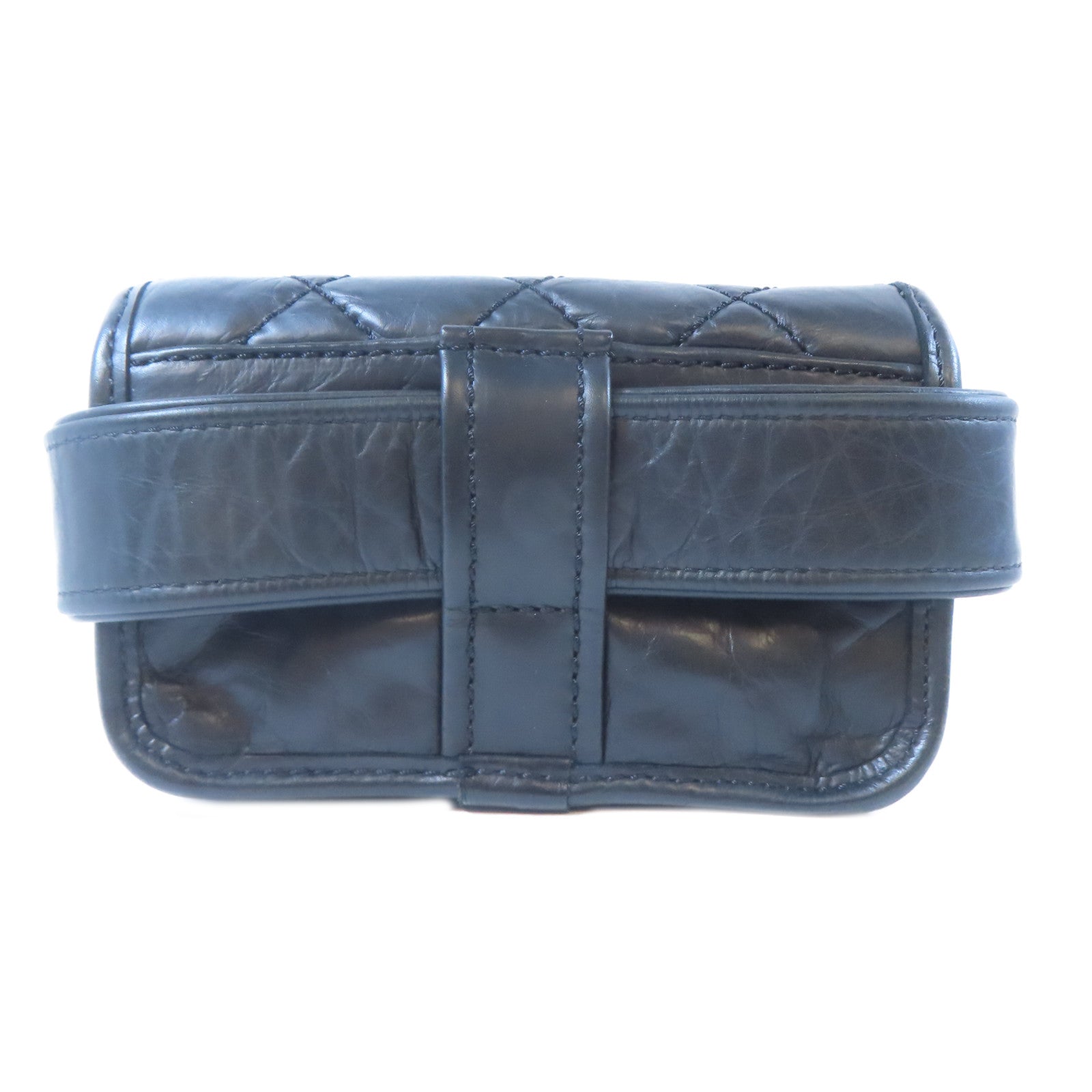 CHANEL 【激減優惠】菱格牛皮皮革Waist Bag銀扣腰包黑色