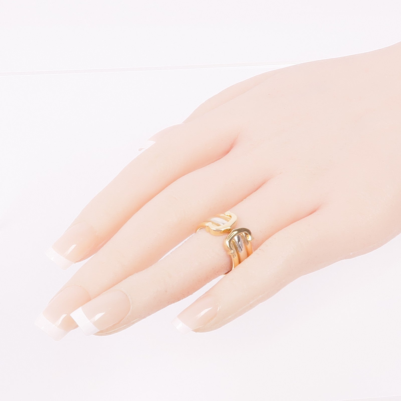 CARTIER 18K黃金/白金/玫瑰金Trinity Double C戒指Cartier#49/US#5
