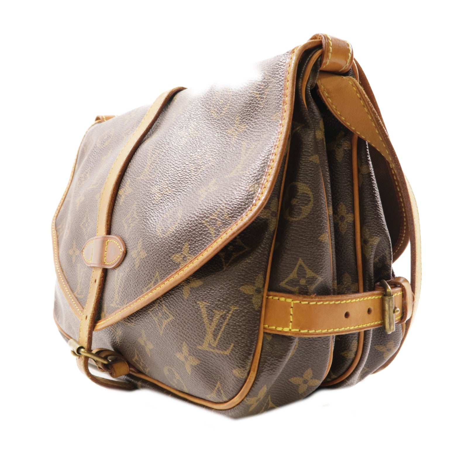 LOUIS VUITTON Monogram Saumur 30金扣肩背袋棕色