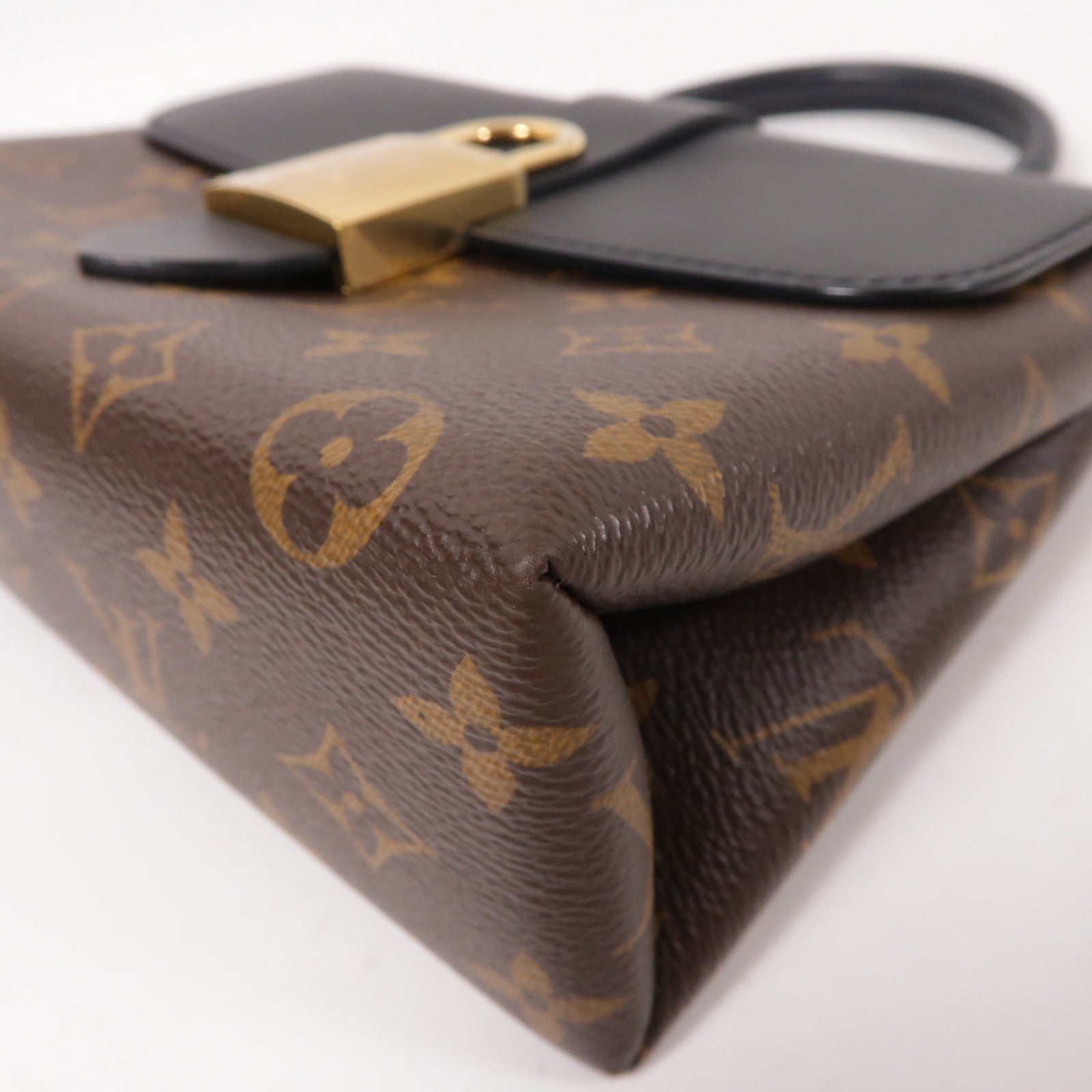 LOUIS VUITTON Monogram/牛皮皮革LockyBB金扣手挽肩背兩用袋黑色
