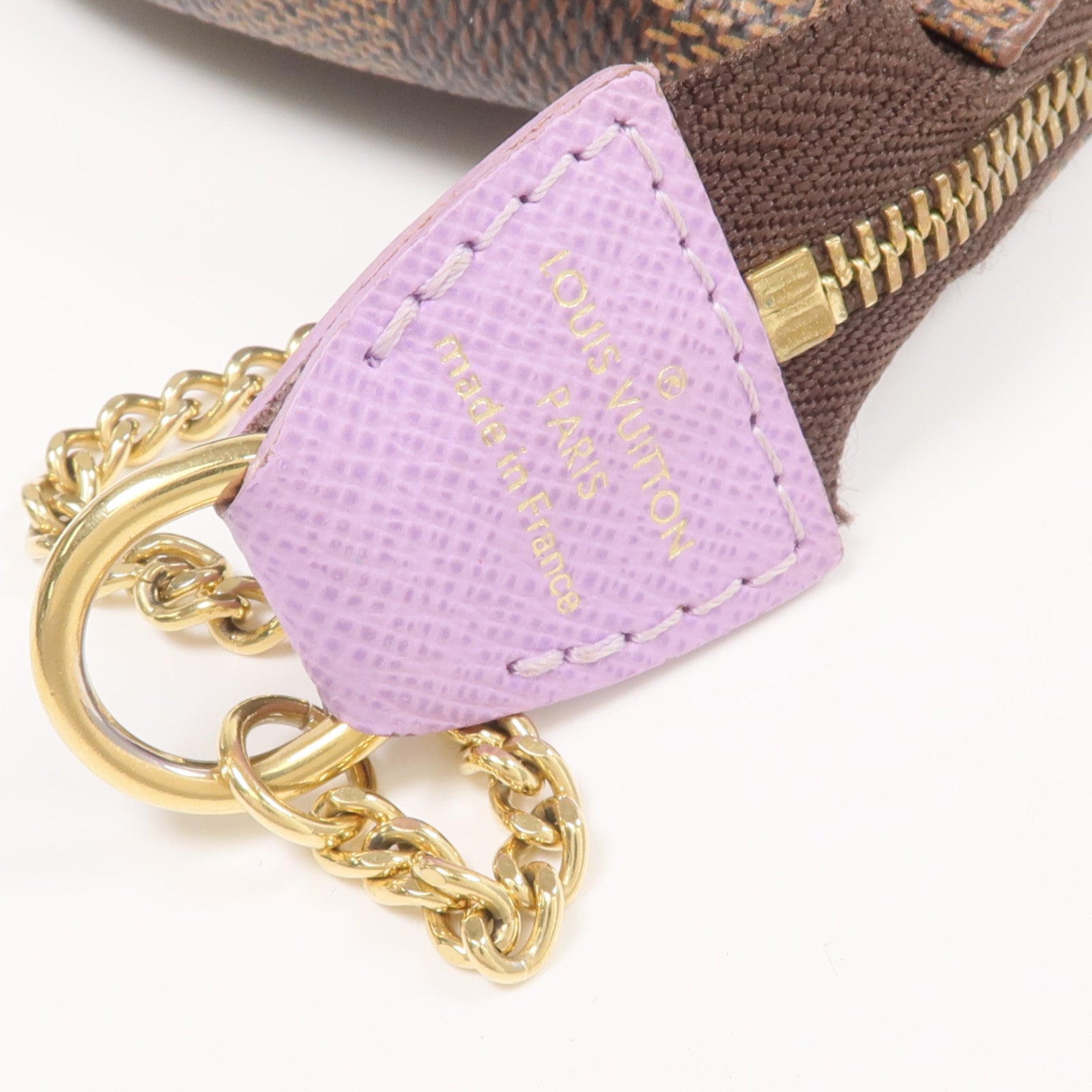 LOUIS VUITTON Damier Mini Pochette Accessoire金扣拉鏈手挽袋