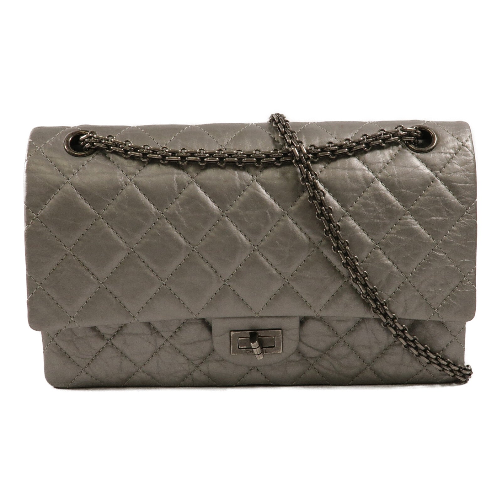 CHANEL 牛皮皮革2.55 Medium鏈帶肩背袋