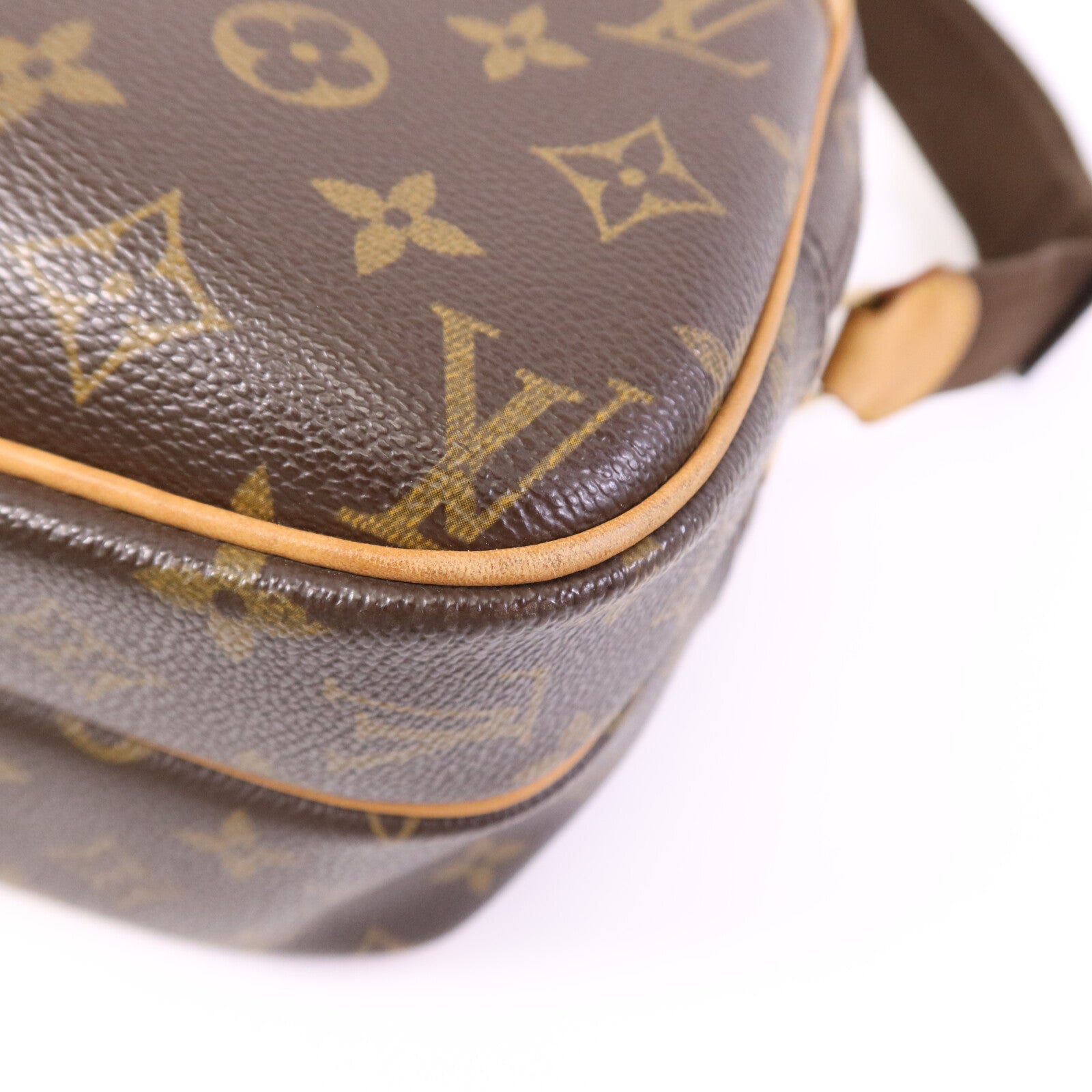 LOUIS VUITTON Monogram Reporter PM金扣肩背袋棕色