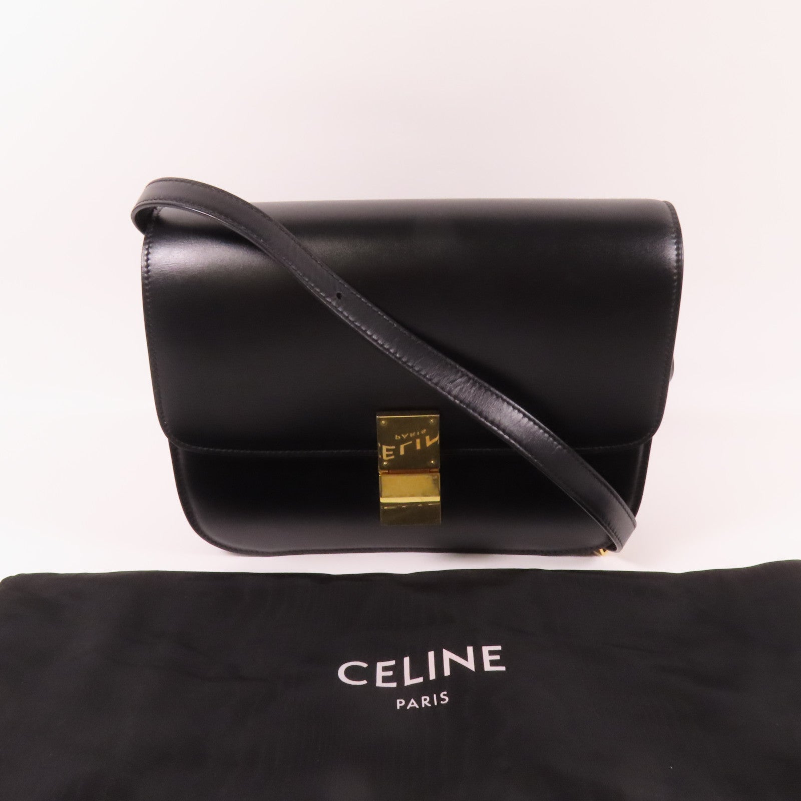 CELINE 牛皮皮革Classic Box金扣肩背袋