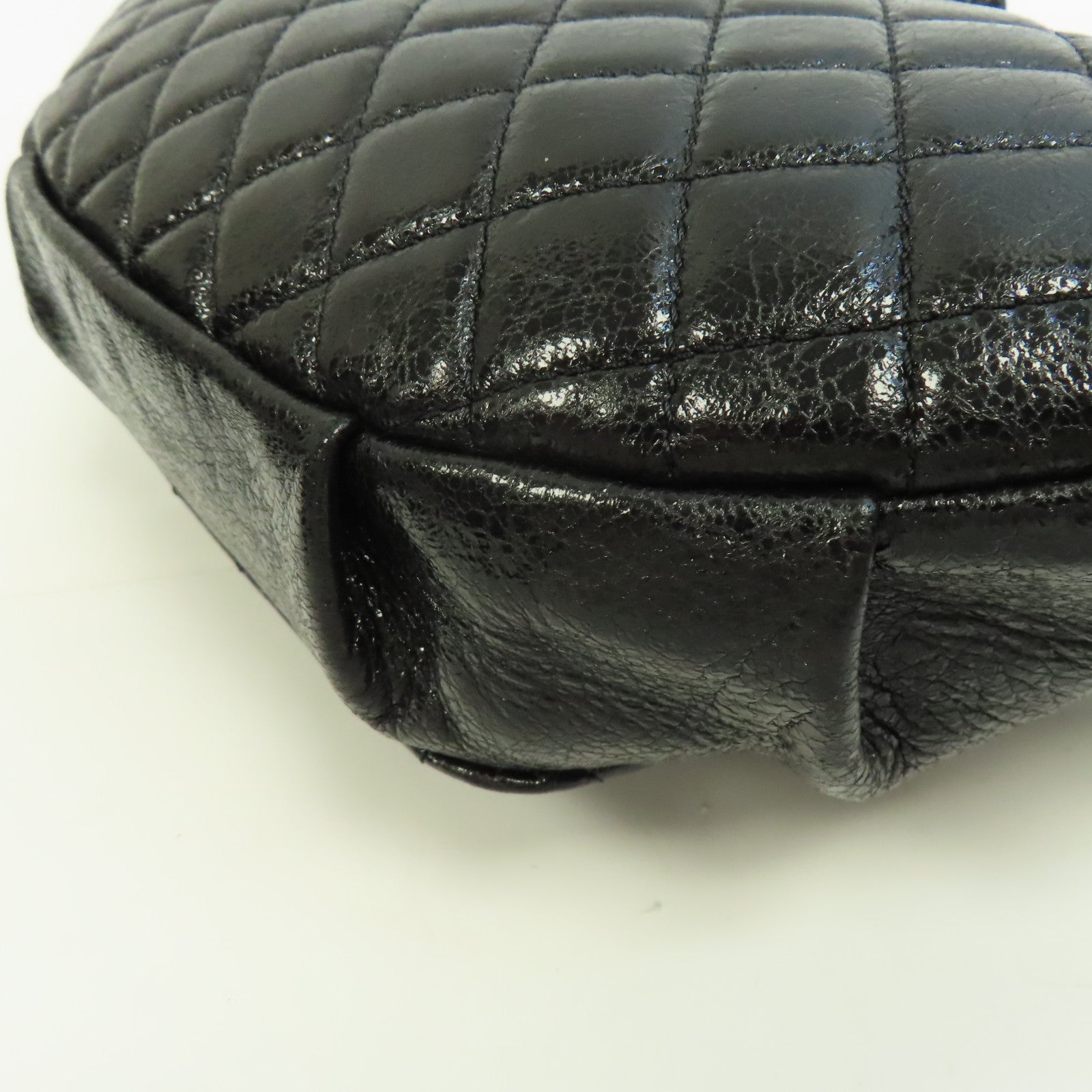 CHANEL 菱格牛皮皮革Waist Bag金扣鏈帶肩背袋黑色