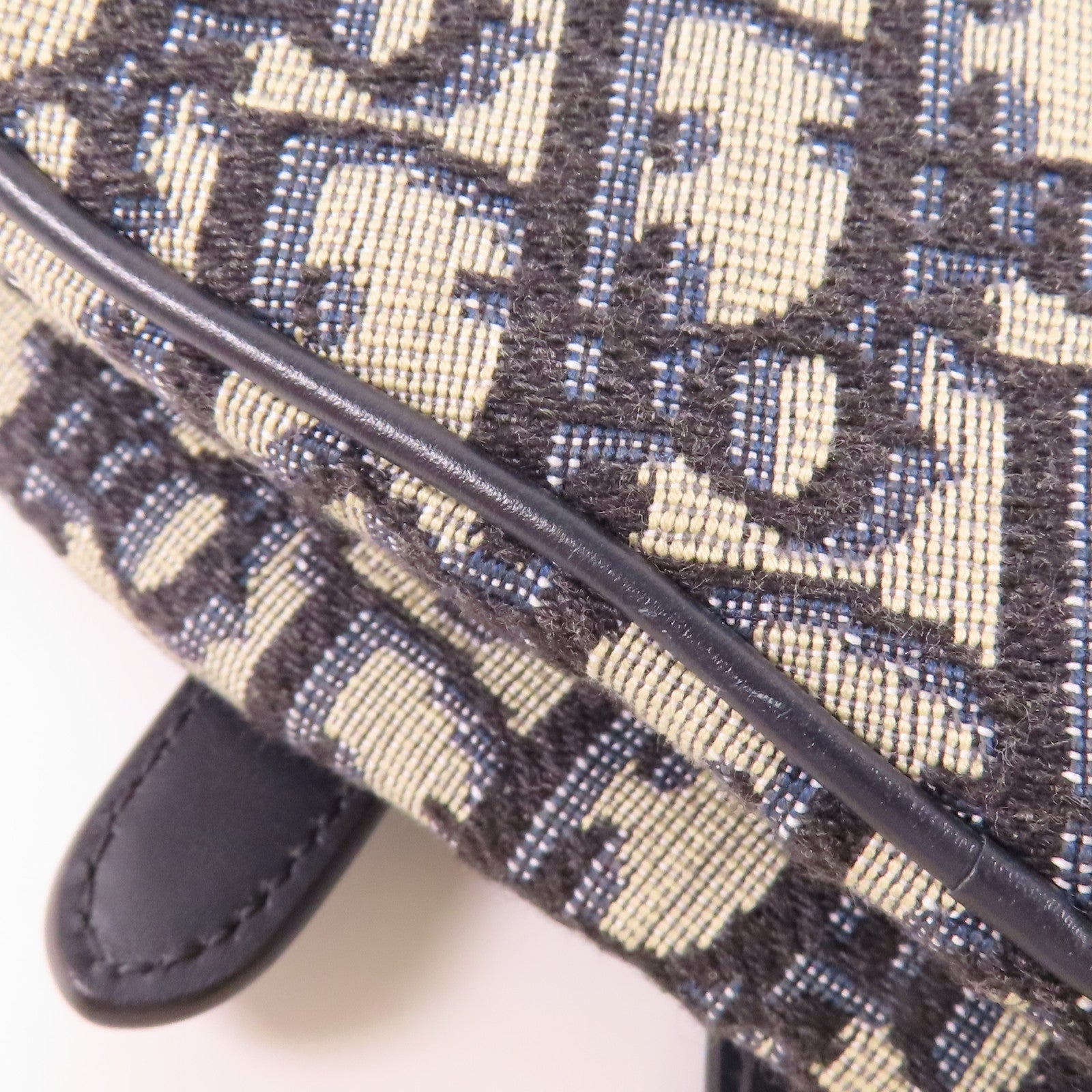 Dior CD GHW Mini Saddle Handbag Canvas Navy/Beige