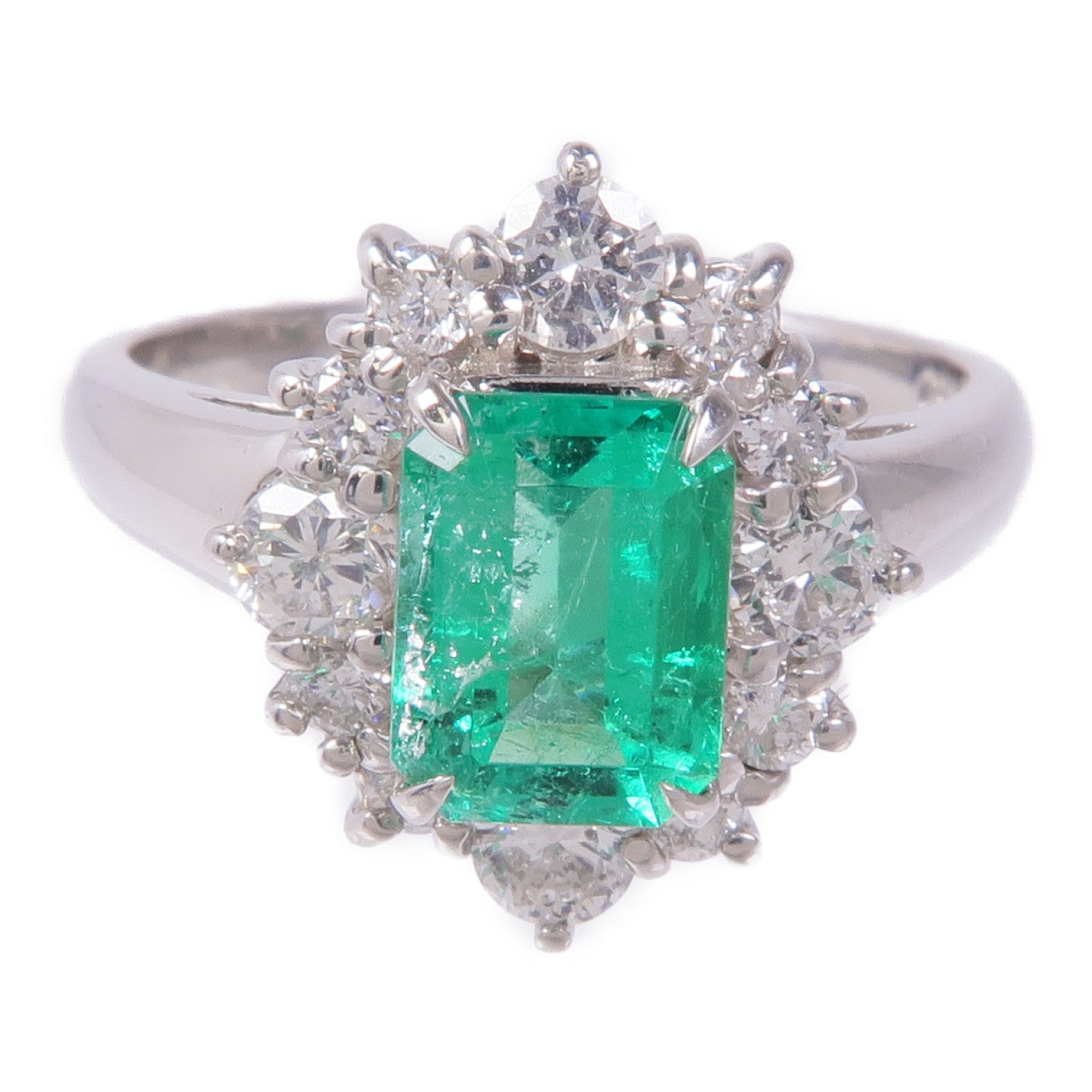 JEWELRY PT850鉑金Emerald/Diamond Ring綠寶石/鑽石戒指US#6.25