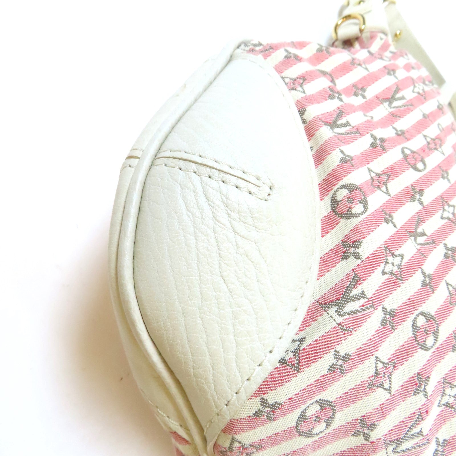 LOUIS VUITTON Monogram Mini Lin Canvas Marina PM金扣肩背袋粉紅色