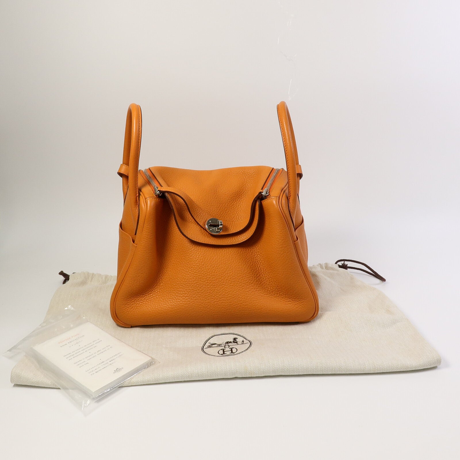 HERMES Clemence皮革Lindy 30手挽肩背兩用袋Orange