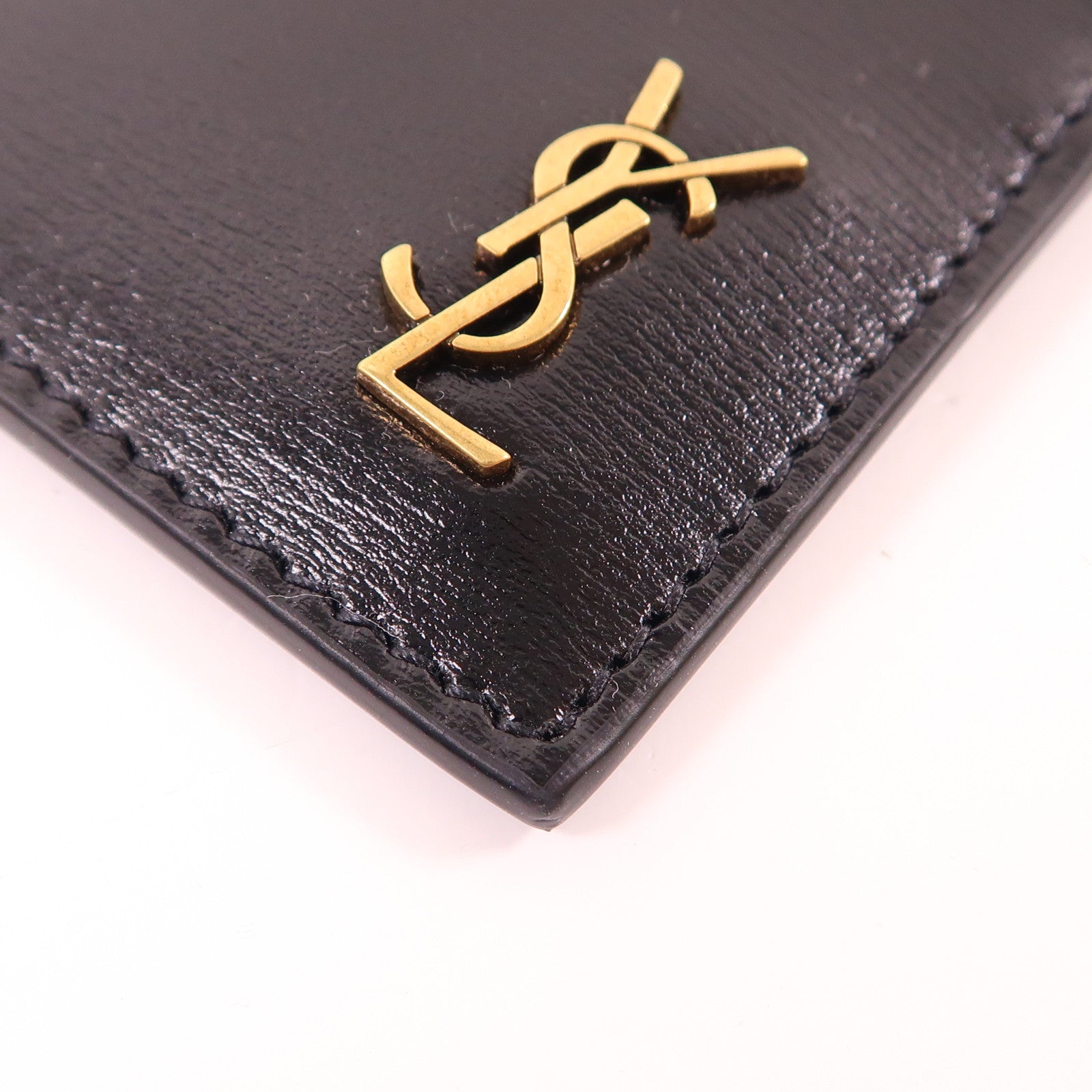 SAINT LAURENT 牛皮皮革Tiny Cassandre Card Case金扣卡片套