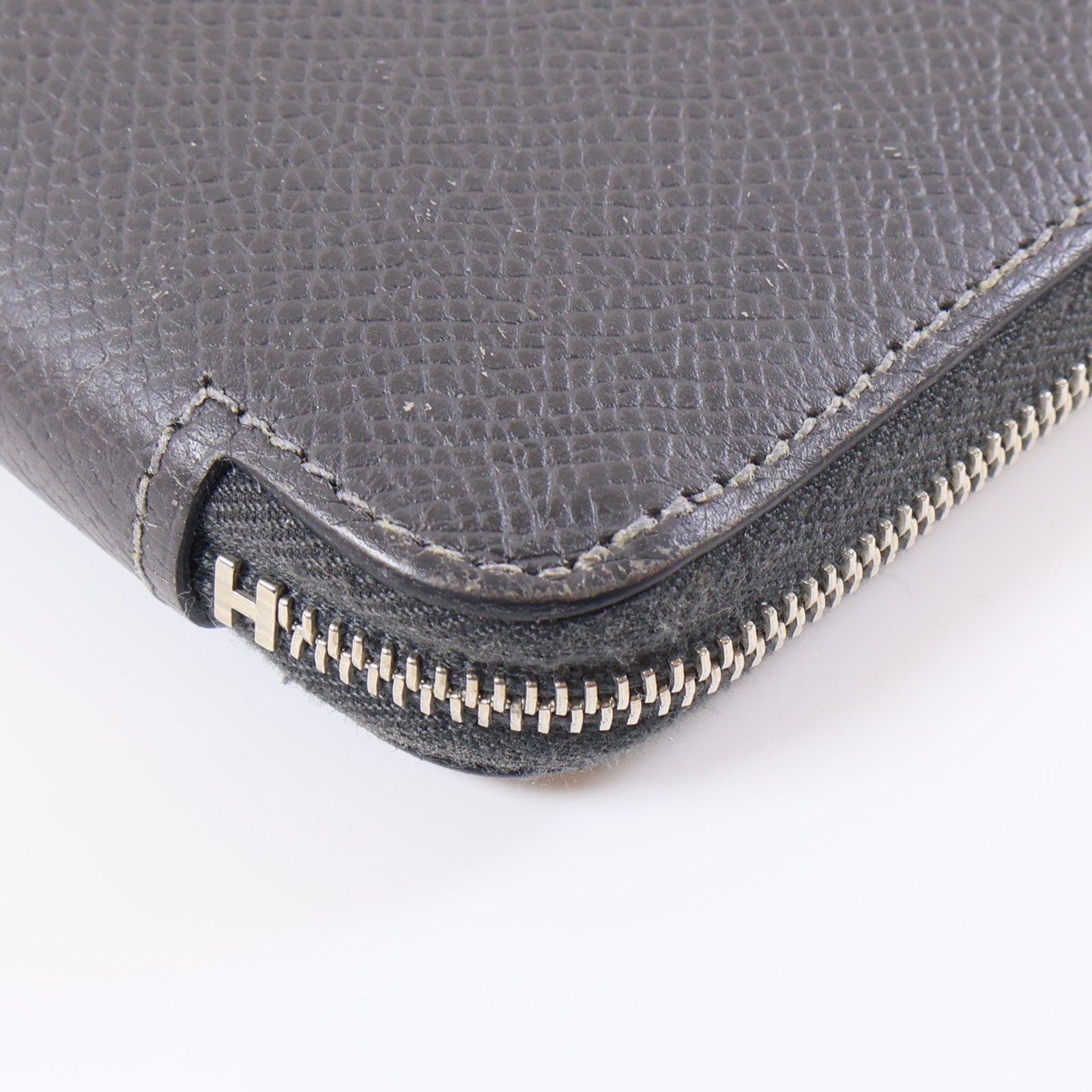 HERMES Veau Epsom皮革Silk In Classic Long Wallet銀扣長錢包灰色